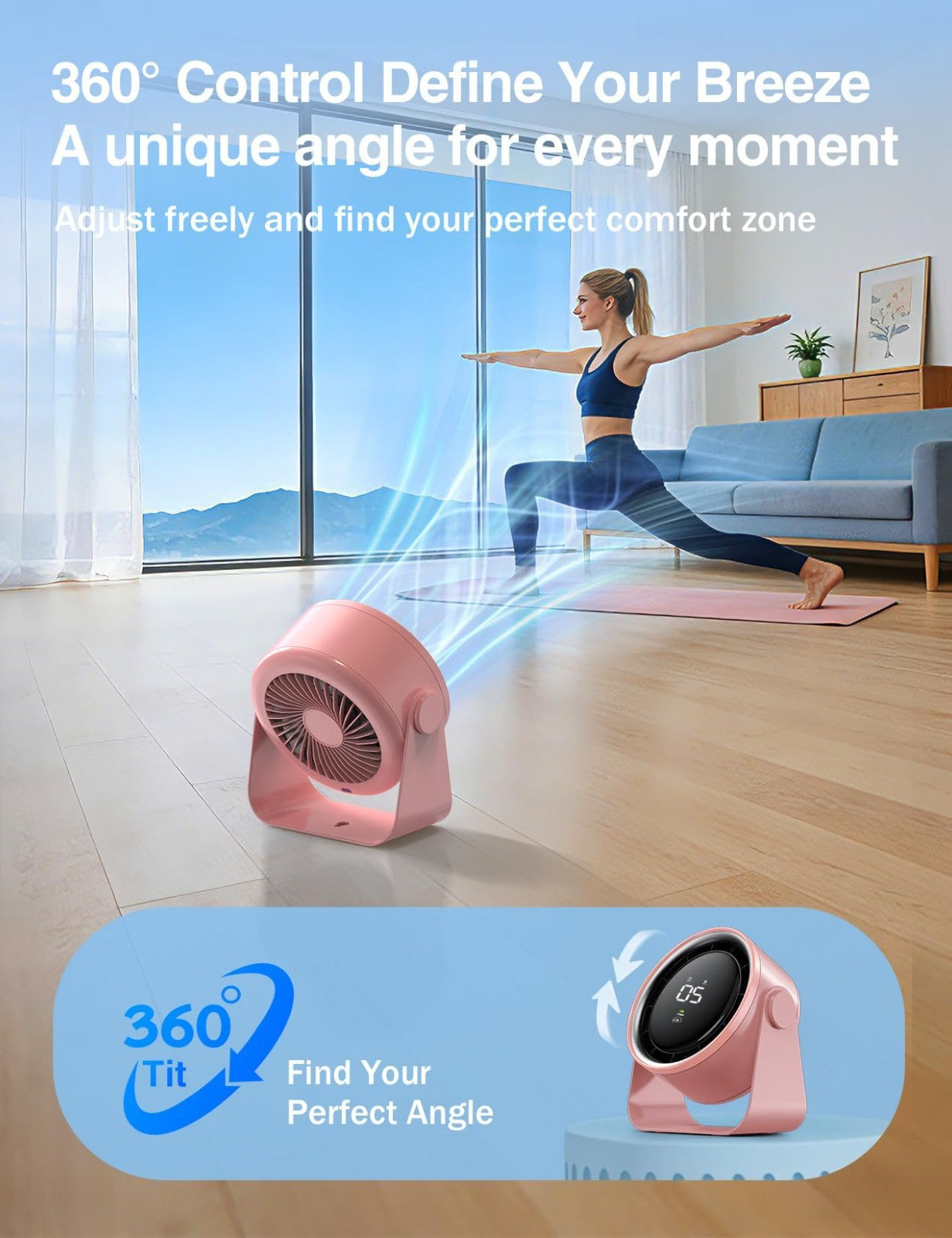 Ultra Quiet Small Desk Fan, Multi Speed Air Circulator, Touch Control, LED Light4