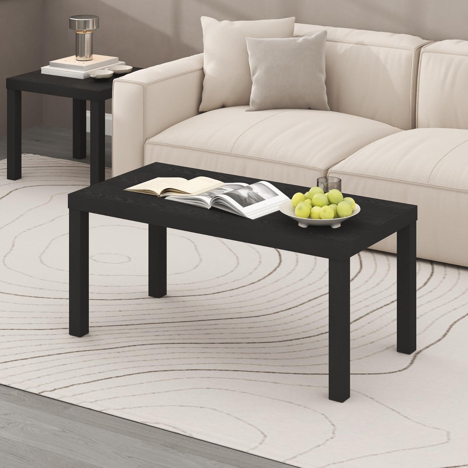 Modern Rectangle Coffee Table - 1.8" Thick Top, Stylish Side Table for Living Ro1