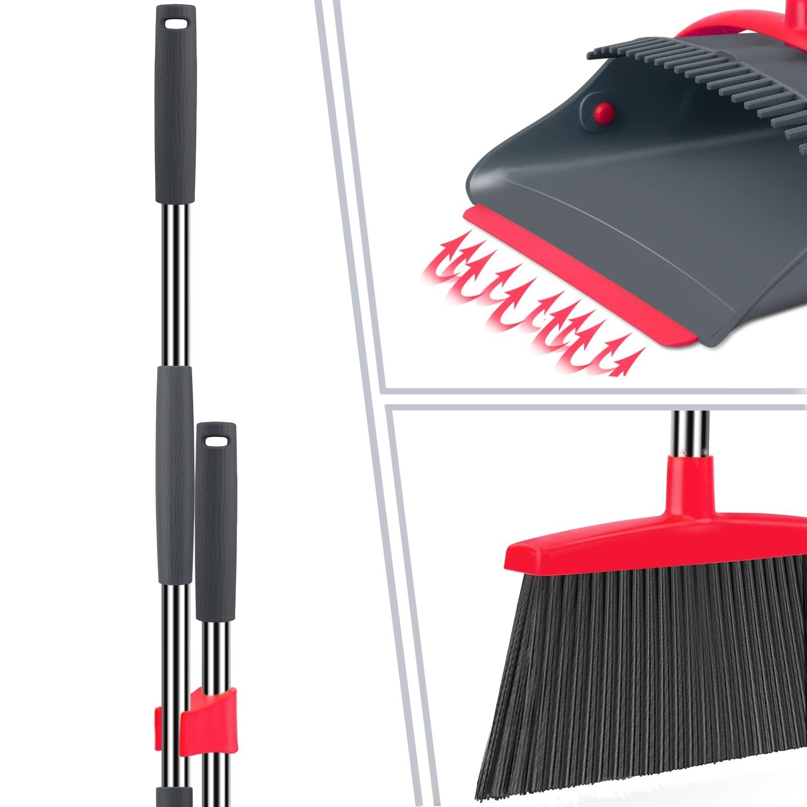 Broom and Dustpan Set with Long Handle, Combo for Home, Kitchen, Office, Lobby -3