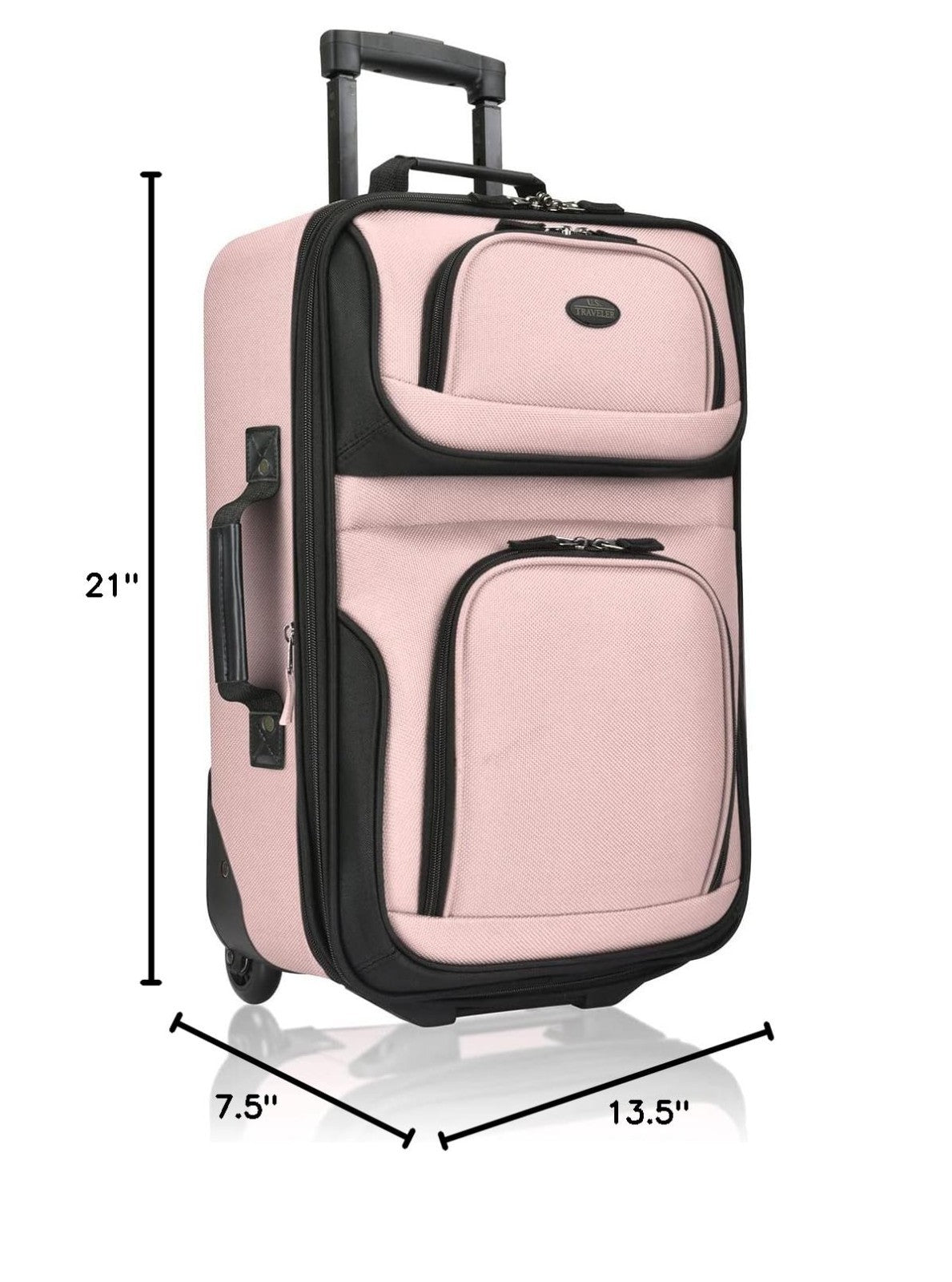 Lightweight Softside Carry-On Suitcase, 2-Wheel Rolling Luggage, Pink Travel Bag1