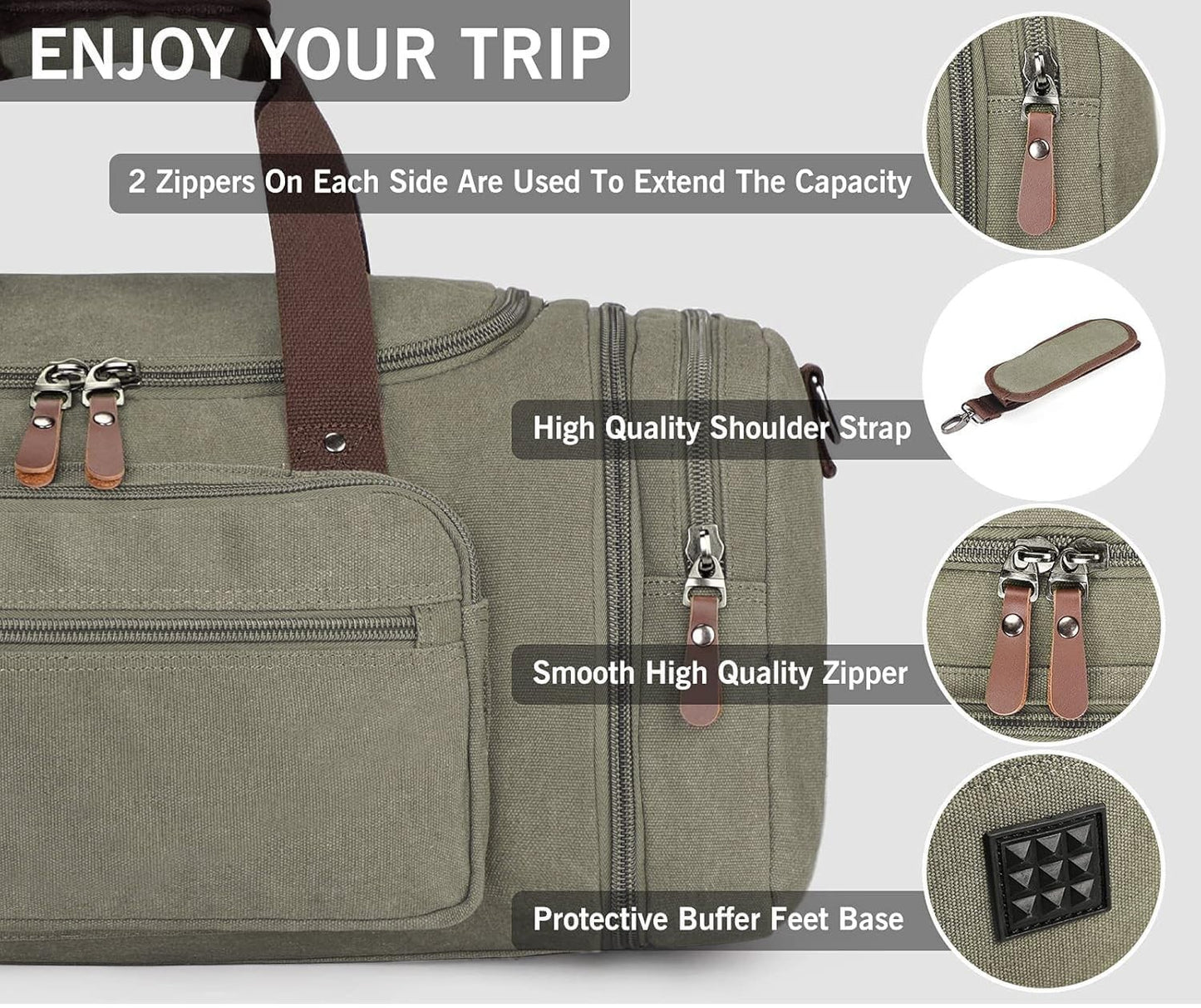 Large Canvas Duffle Bag - Outdoor Travel Tote, Overnight Shoulder Luggage, Weeke2