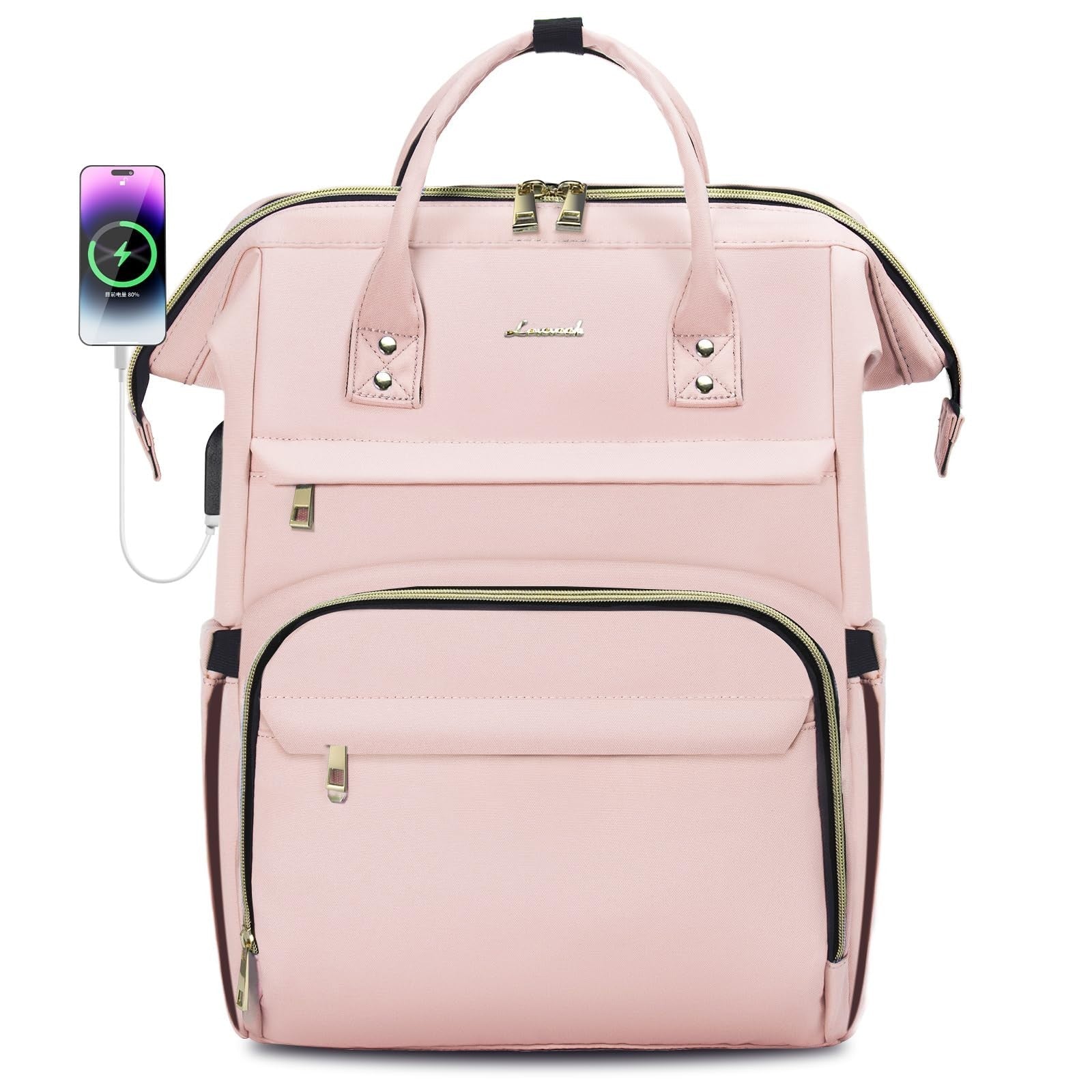 Stylish 18" Laptop Backpack for Women   Waterproof Travel Bag with USB Port, Pin1