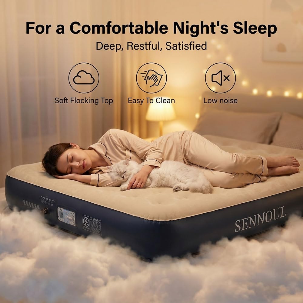 Twin Air Mattress with Built in Pump   Quick Self Inflating, 550lbs Capacity, St6