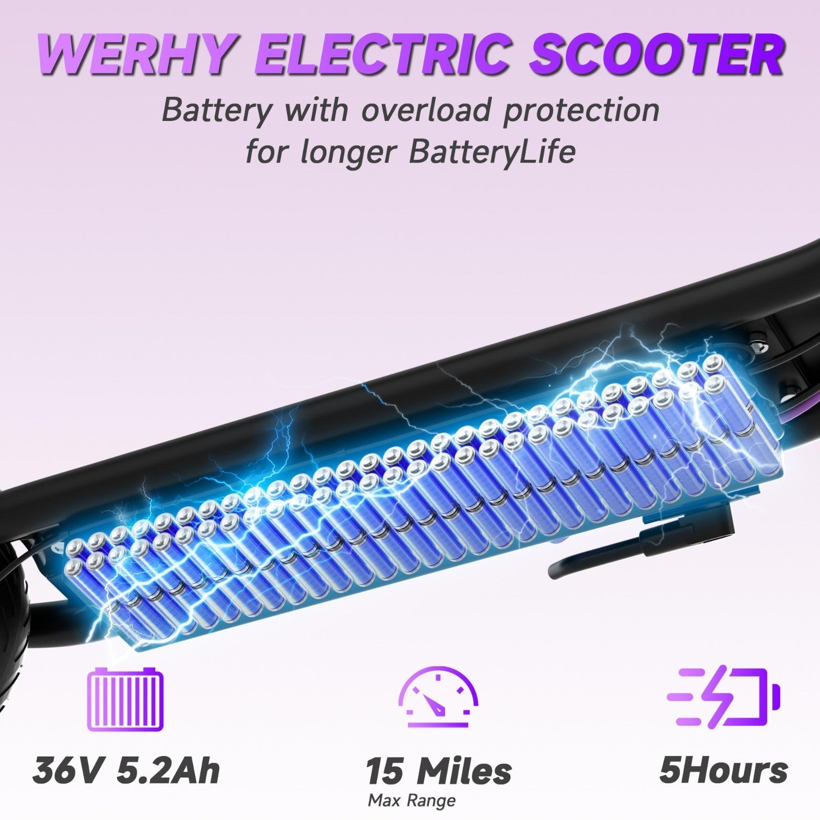 Powerful Electric Scooter 500W Motor, 19MPH Speed, 16-27 Miles Range, Folding E-6