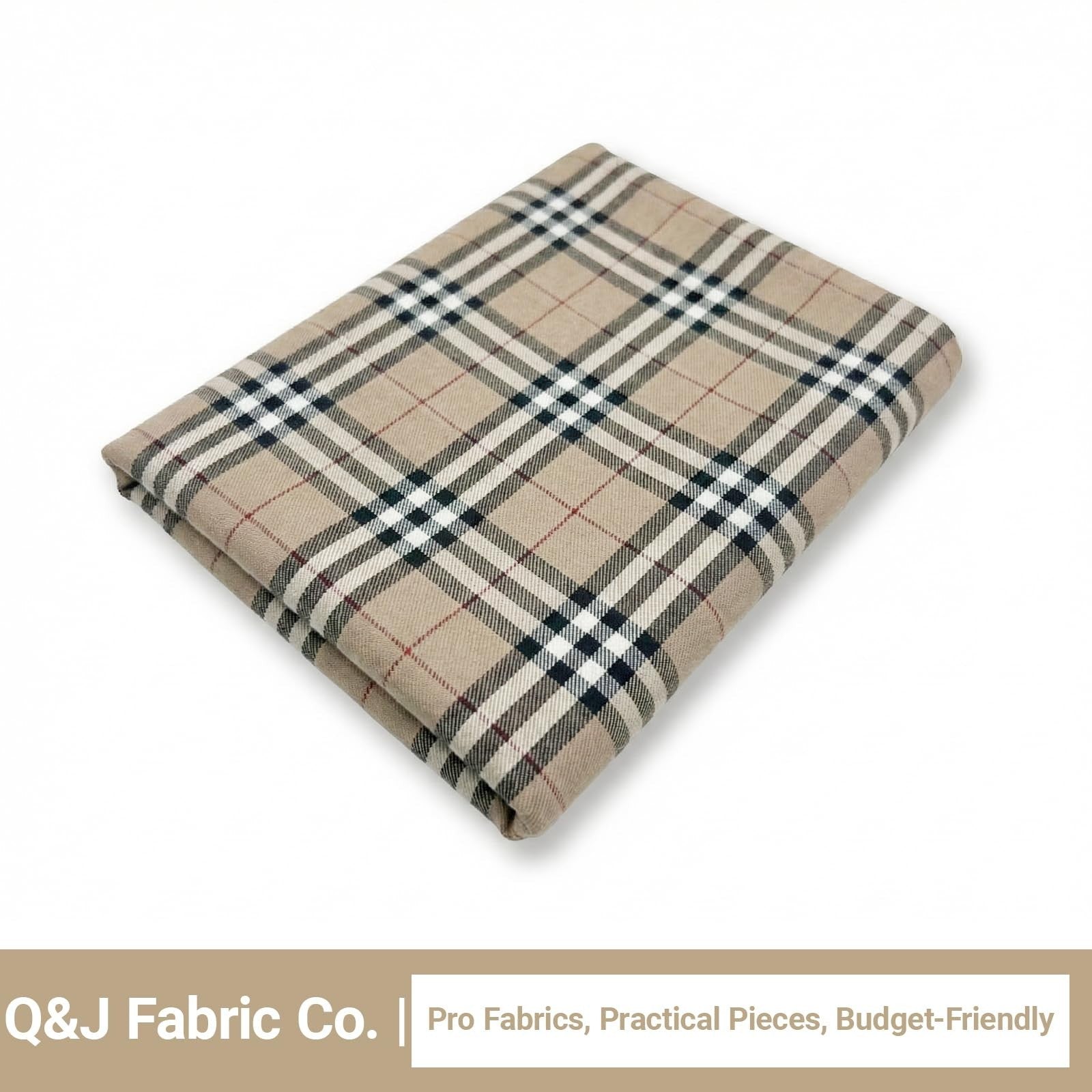 10 Yards Plaid Gingham Fabric, Checkered Poly-Cotton Material for Crafts & DIY D7