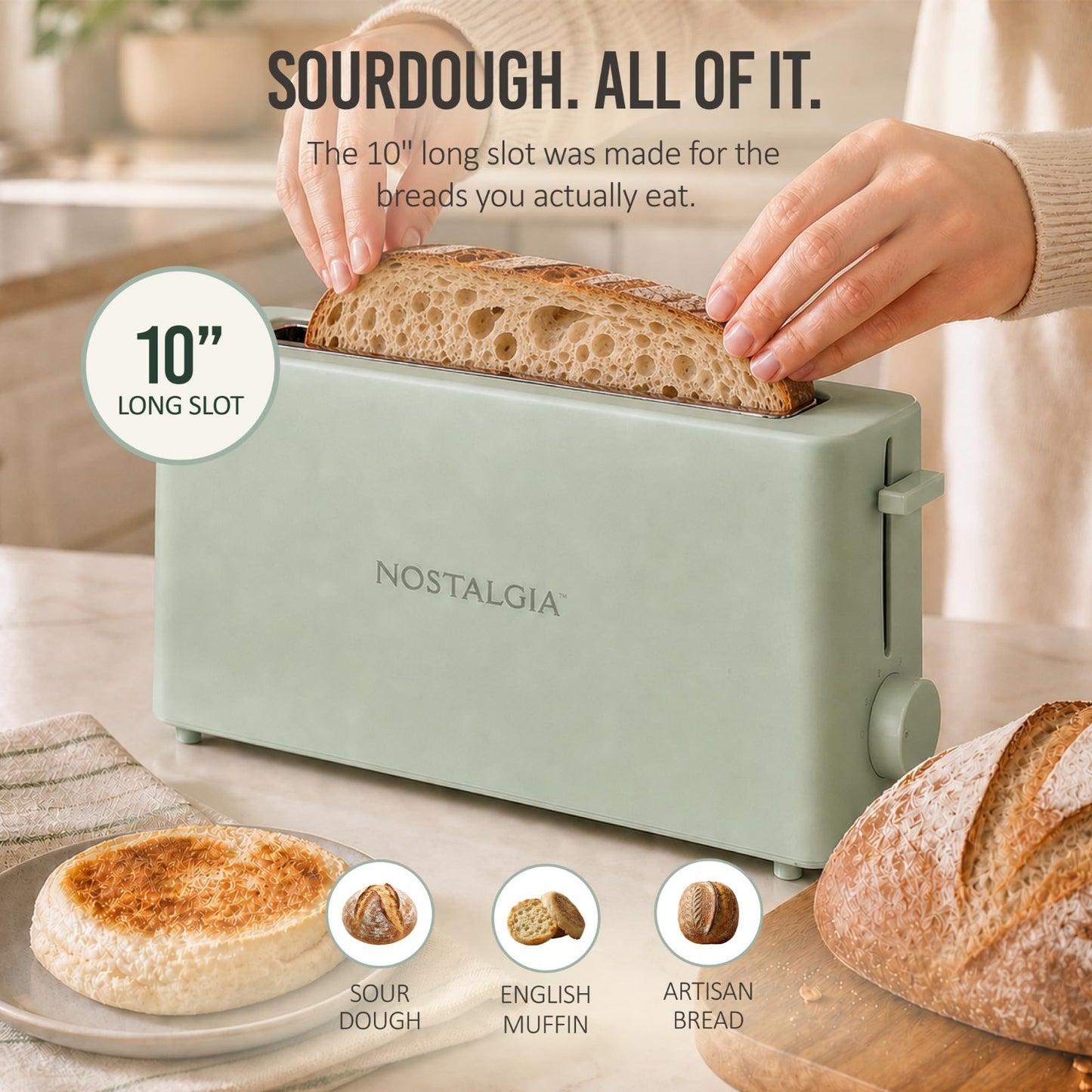 Slim 2 Slice Toaster with Wide Slot, Adjustable Browning, Drop down Crumb Tray,7