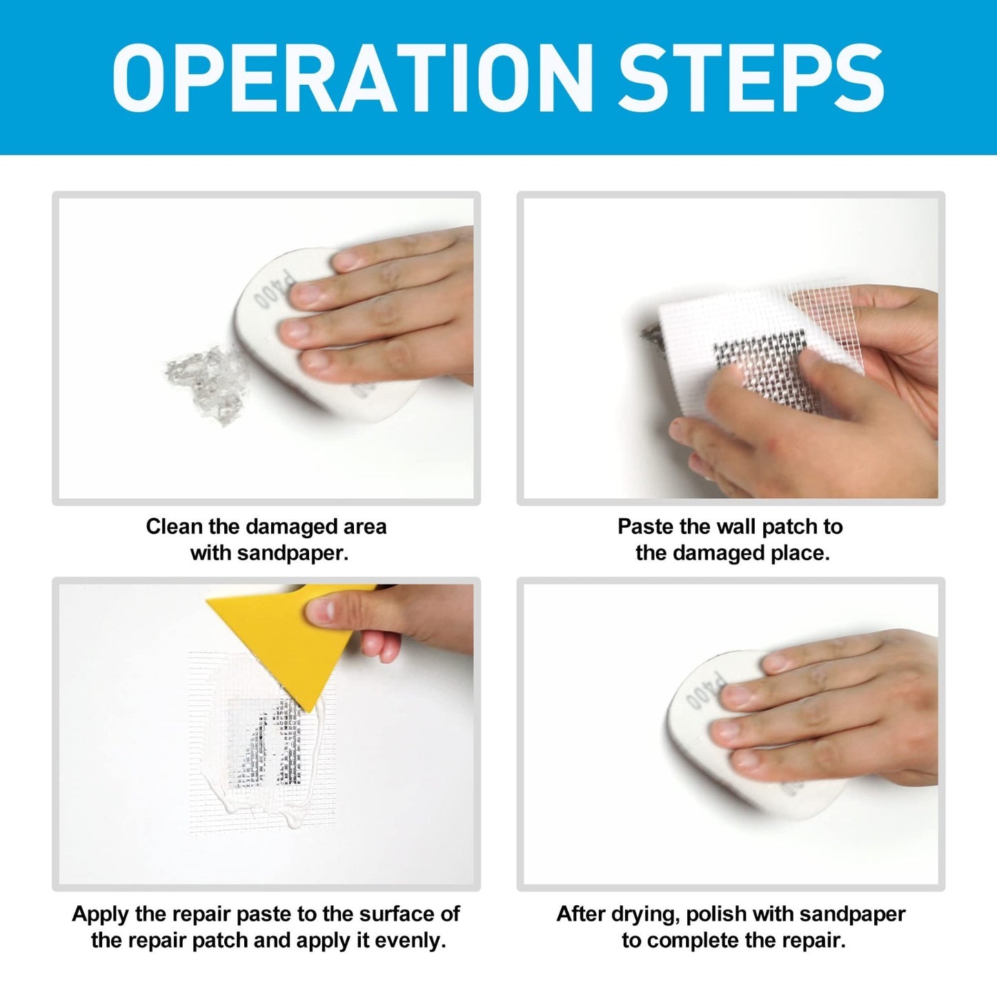Wall Repair Kit 3 Pack   Spackle Mending Agent with Scraper, Sandpaper & Patches4