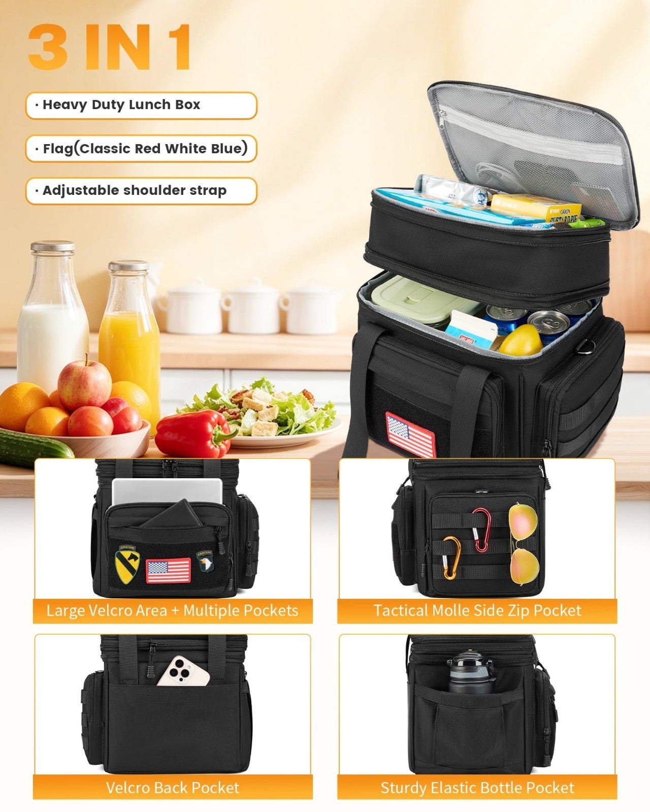 Insulated Tactical Lunch Bag for Men   Leakproof Waterproof Cooler Pail for Work2