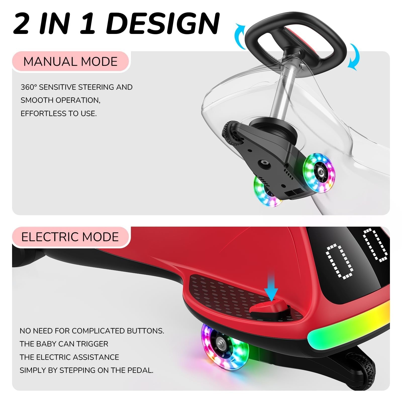 12V Electric Wiggle Car for Kids - Fun Ride-On Toy, Birthday Gift for Ages 3+7