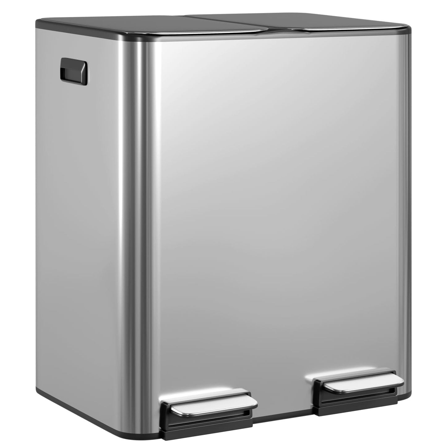 16 Gallon Stainless Steel Step Trash Can with Inner Buckets & Hinged Lids - Kitc1