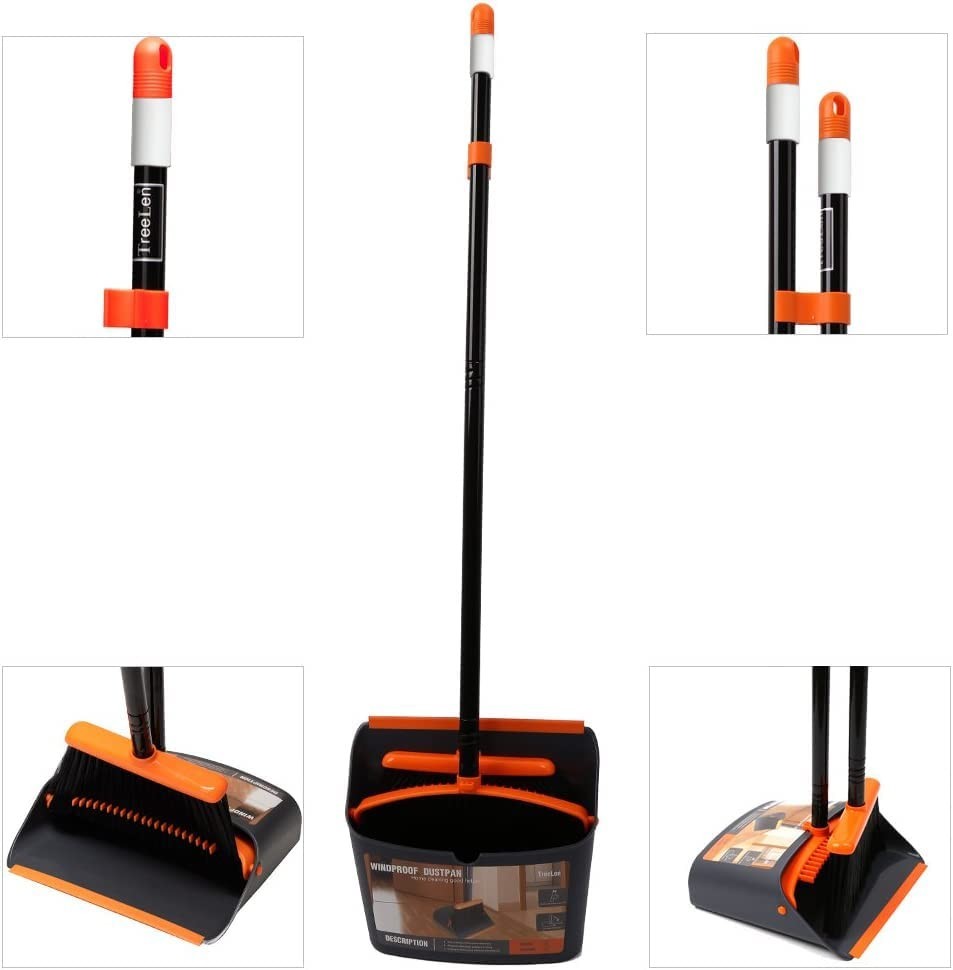 52" Long Handle Broom and Dustpan Set - Upright Stand for Home, Kitchen, Office7