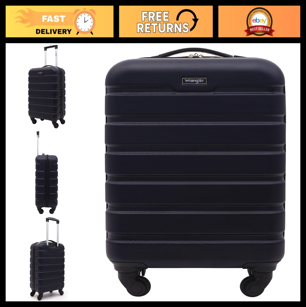 21.5" Navy Blue Spinner Carry-On Luggage - Lightweight, Durable Travel Bag0