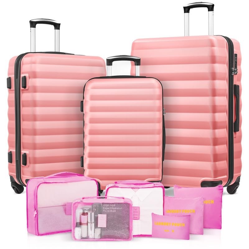3 Piece Luggage Set for Women - ABS Hardshell Suitcase with Spinner Wheels & 6 P1