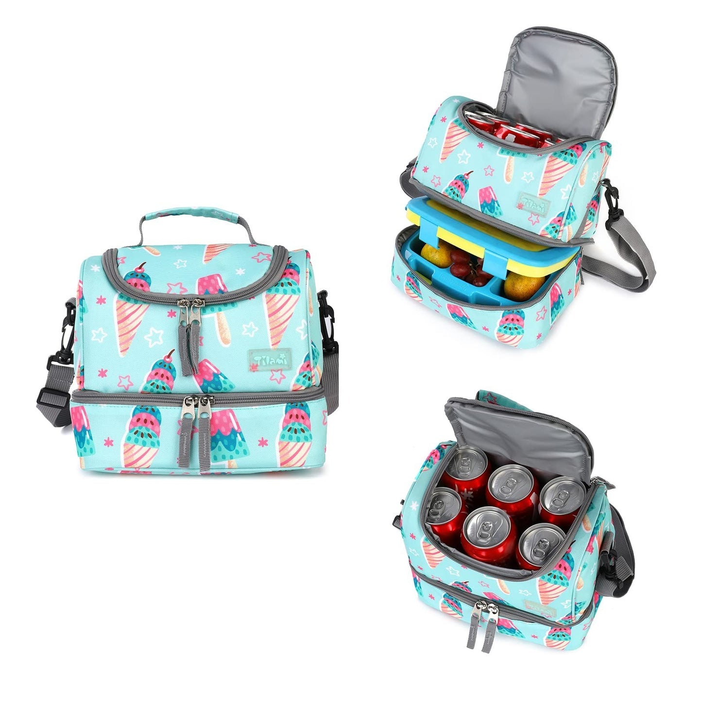 Wheeled Kids Backpack 18" with Lunch Bag, Double Handle, Ice Cream Green, Girls5