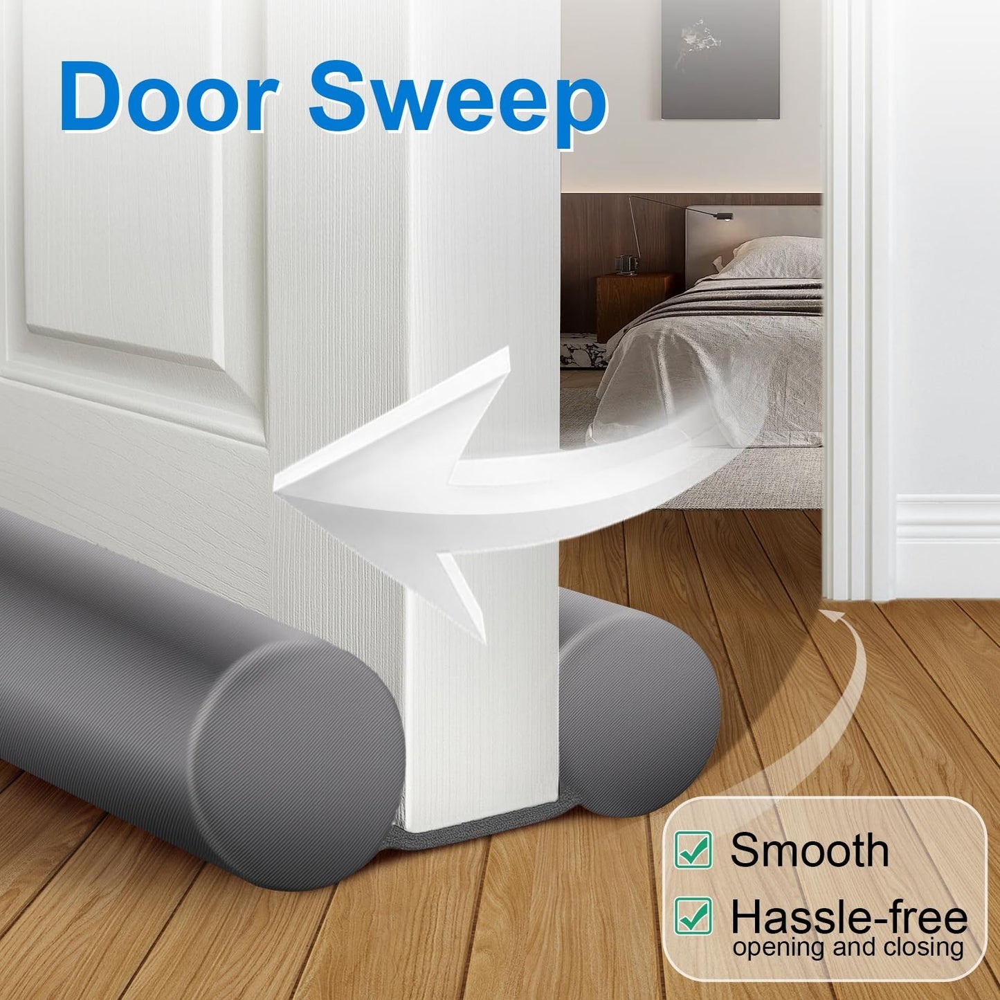 Large Door Draft Stopper 30"   Air Blocker for 0.5 1.7" Gaps, Grey Door Guard2