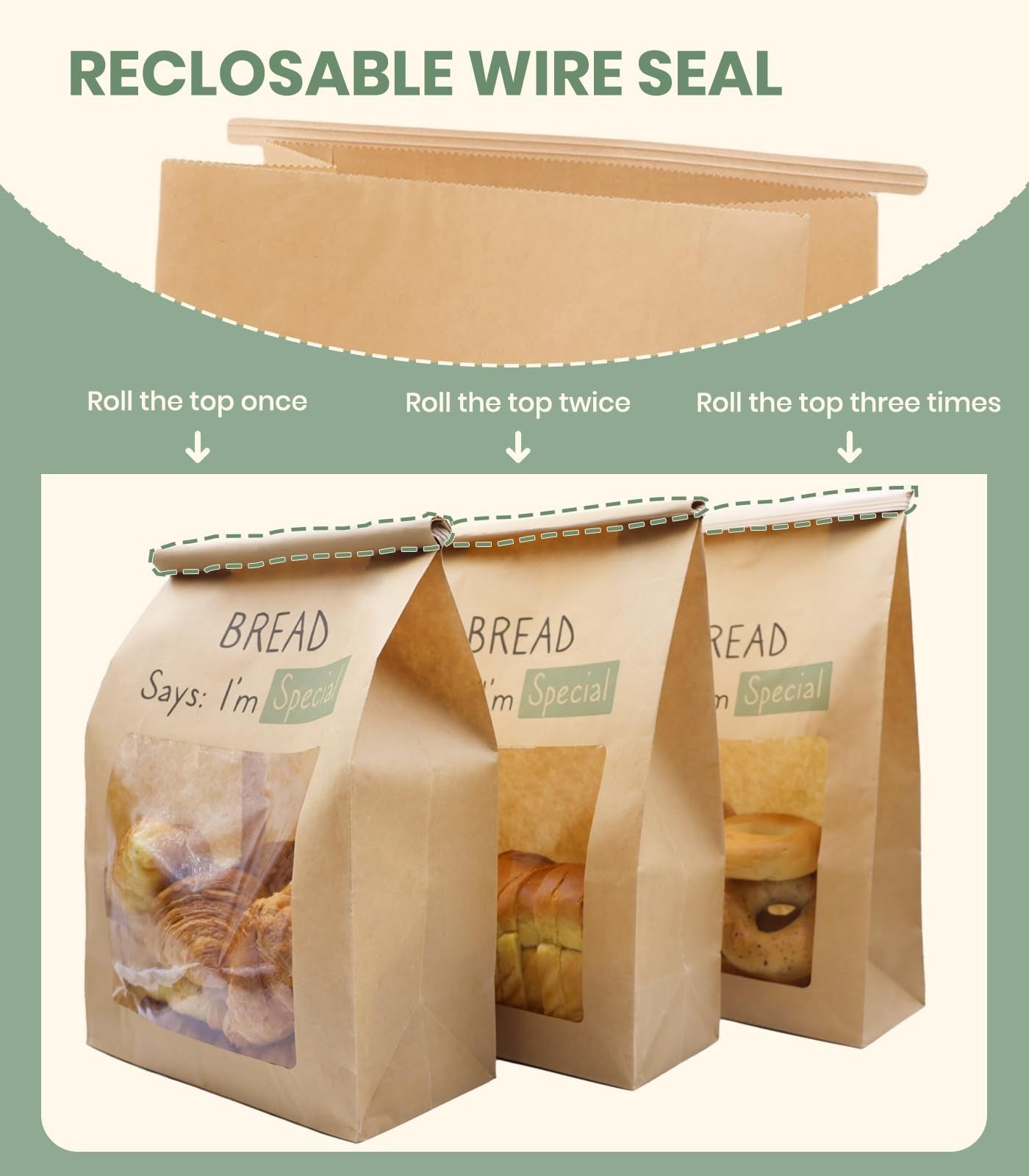 100PCS Kraft Bread Bags with Large Window - Perfect for Bakery & Homemade Loaves4