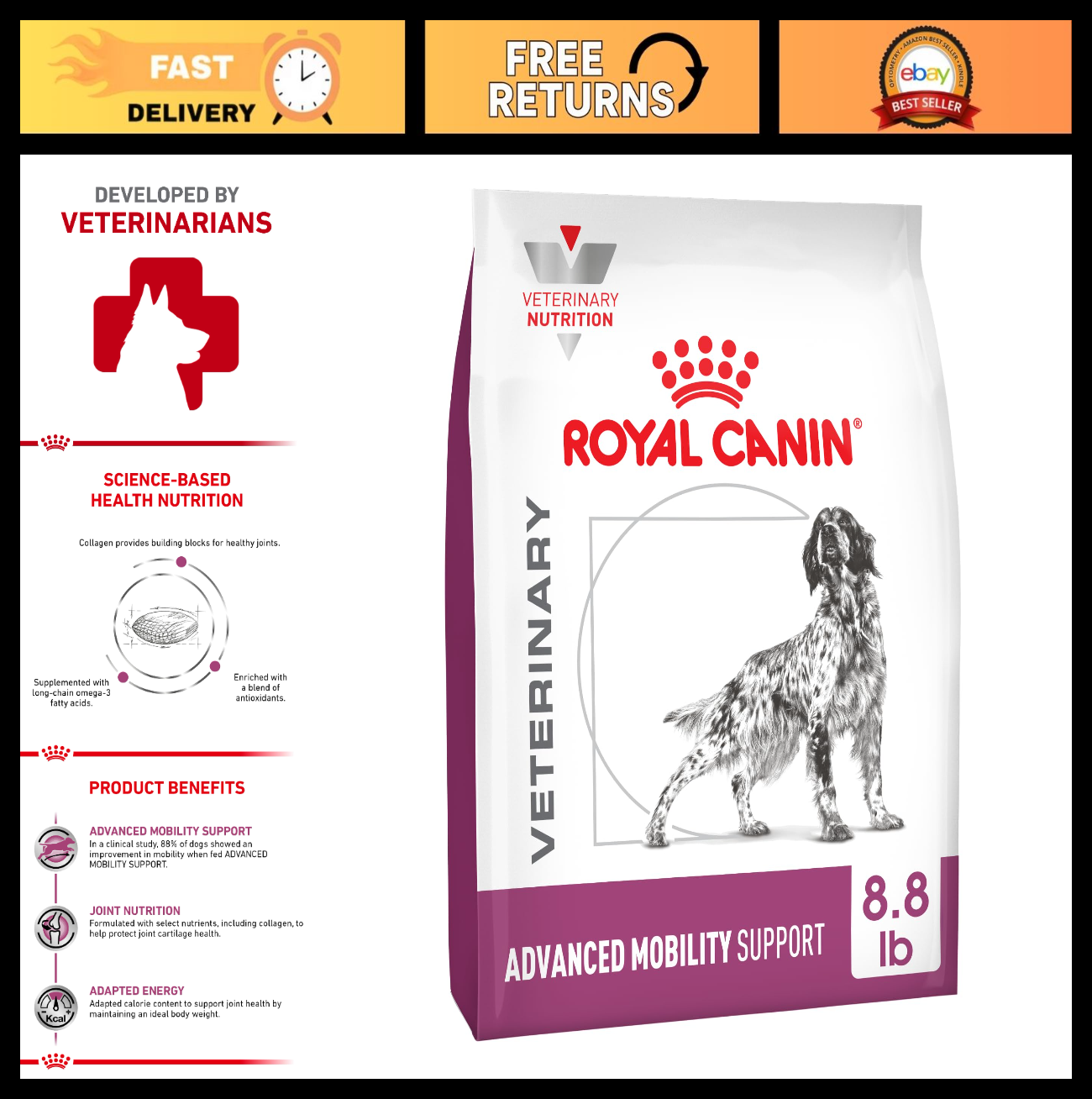Advanced Mobility Support Dry Dog Food - 8.8 lb - Veterinary Diet for Adult Dogs0