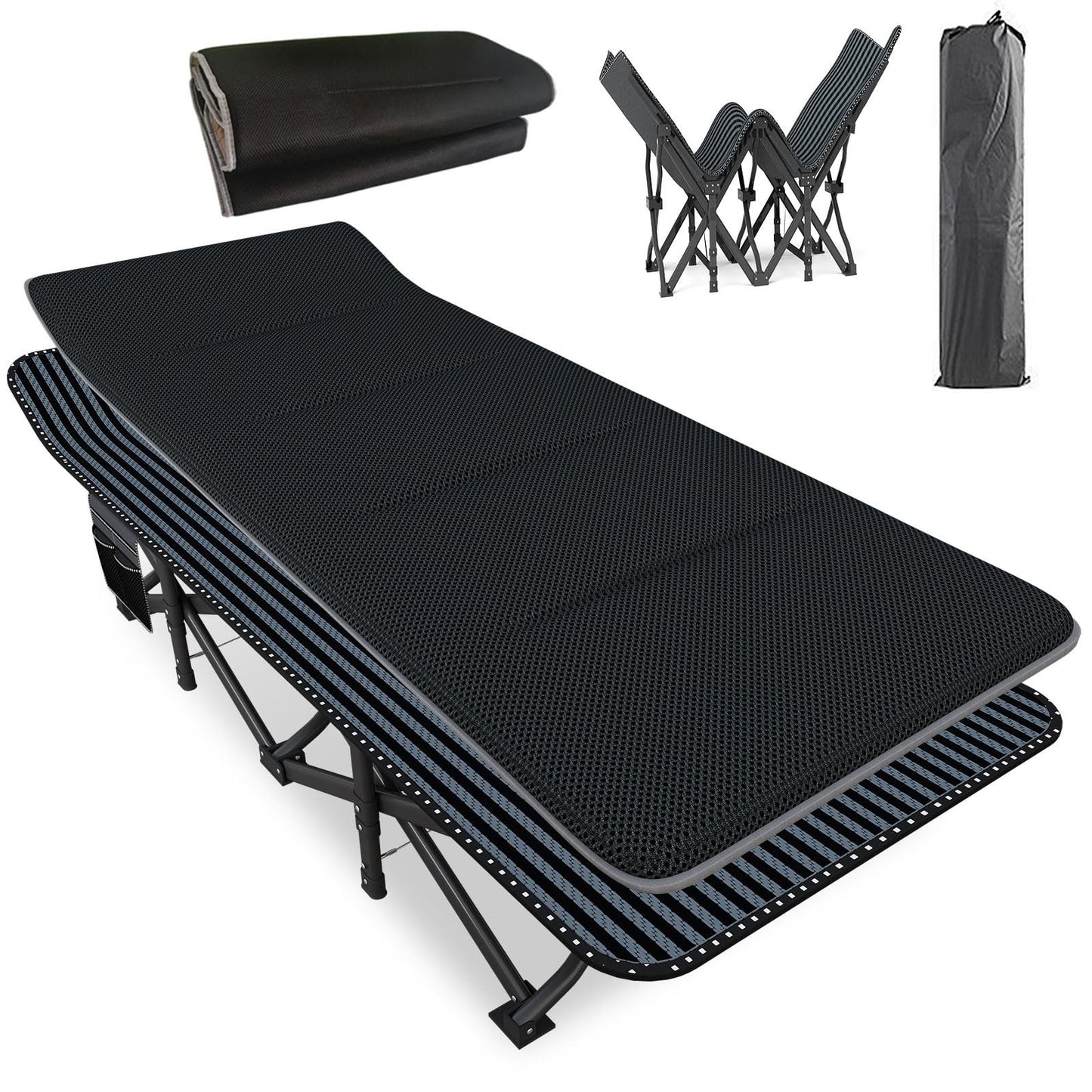 Oversized 31.5" Camping Cot for Adults   Heavy Duty 500LBS, Soft Sleeping Pad, C1