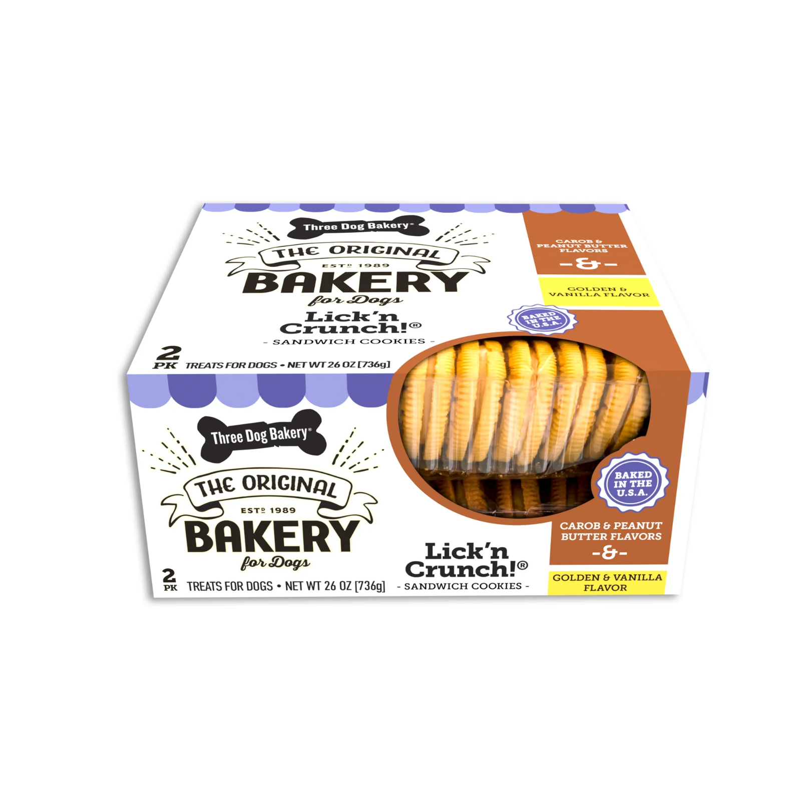 Three Dog Bakery Lick'n Crunch! Carob & Peanut Butter/Golden & Vanilla0