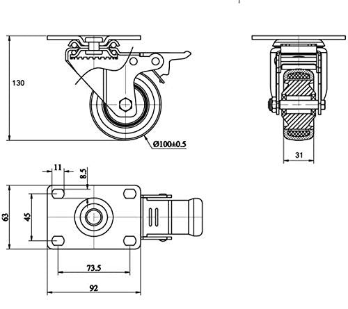 4 Inch Caster Wheels Set of 4 with Brake Heavy Duty Plate Swivel Casters Premium6