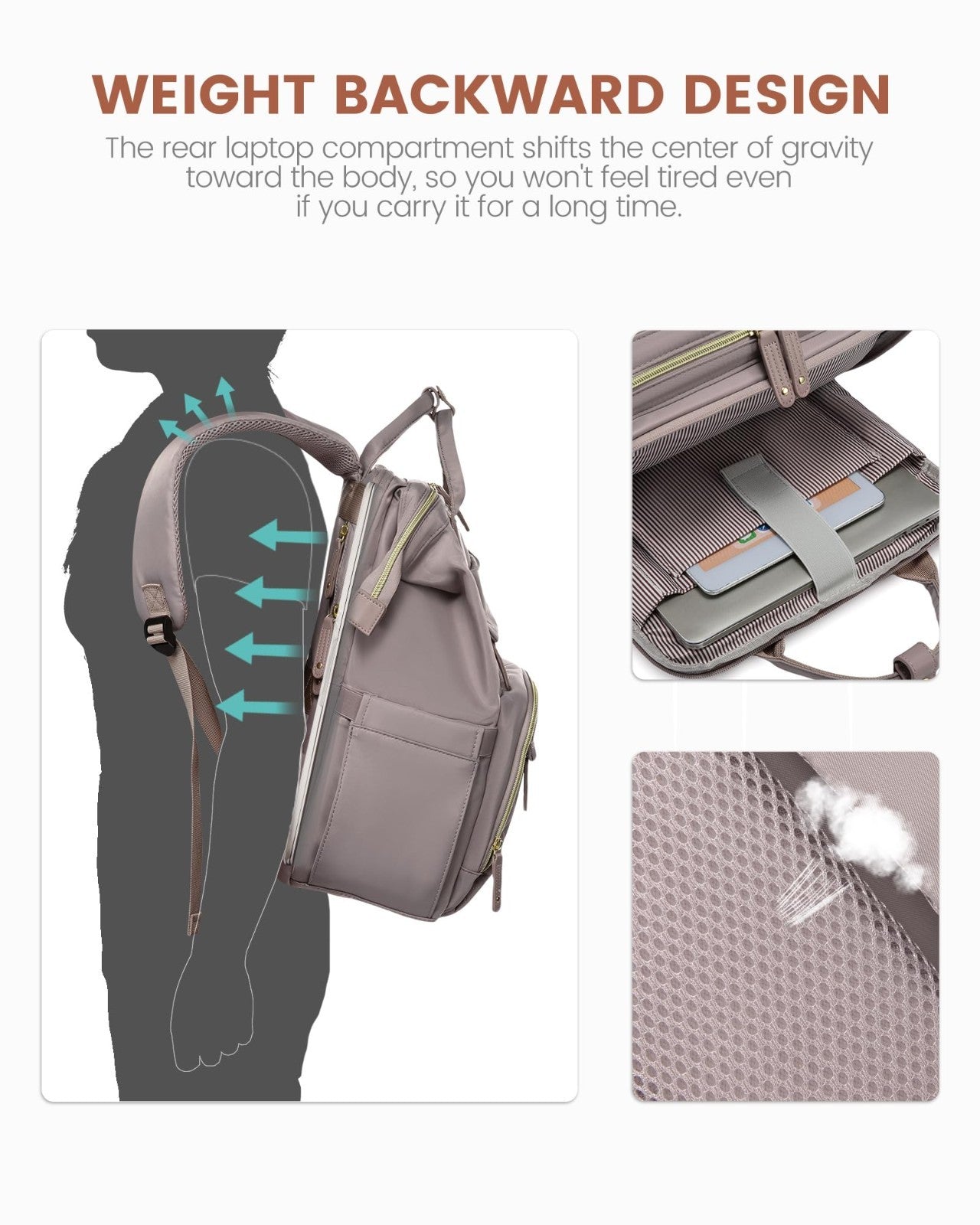Stylish 15.6" Waterproof Laptop Backpack for Women   Travel, Work, College Bag4