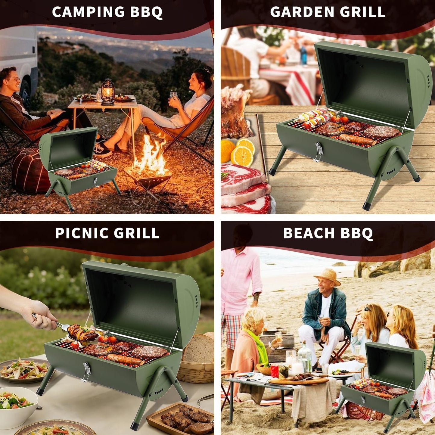 Portable Charcoal Grill - Tabletop BBQ Smoker for Outdoor Cooking & Camping6