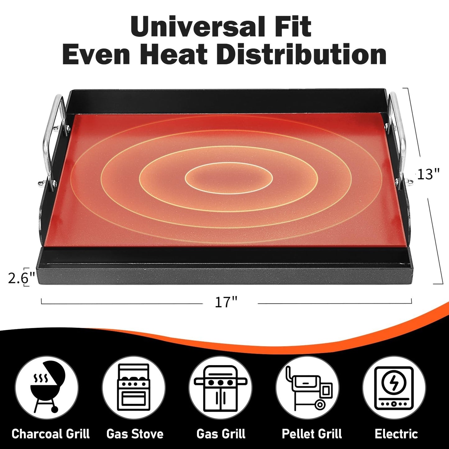 Nonstick Heavy-Duty Griddle Plate - Universal Flat Top for Gas Grill, Charcoal,1