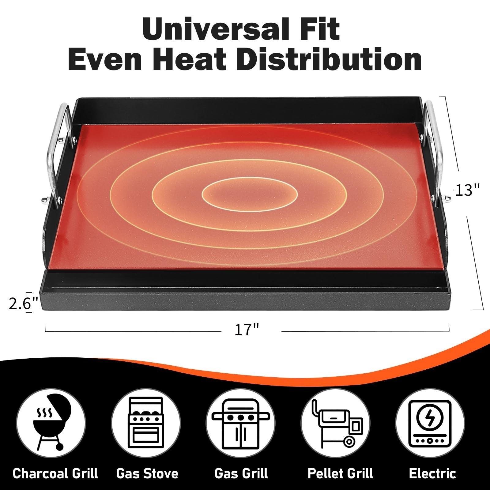 Nonstick Heavy-Duty Griddle Plate - Universal Flat Top for Gas Grill, Charcoal,1