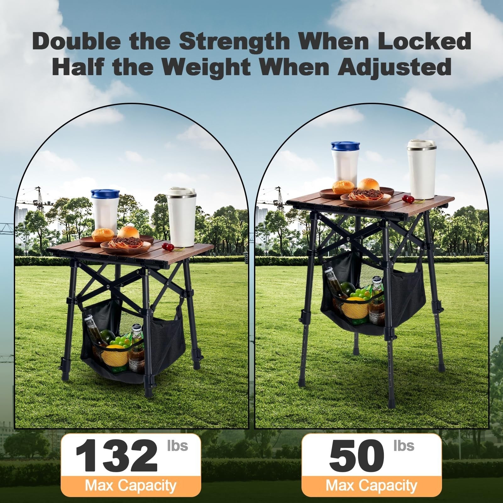 Compact Folding Camping Table with Adjustable Height, Portable Outdoor Picnic Ta6