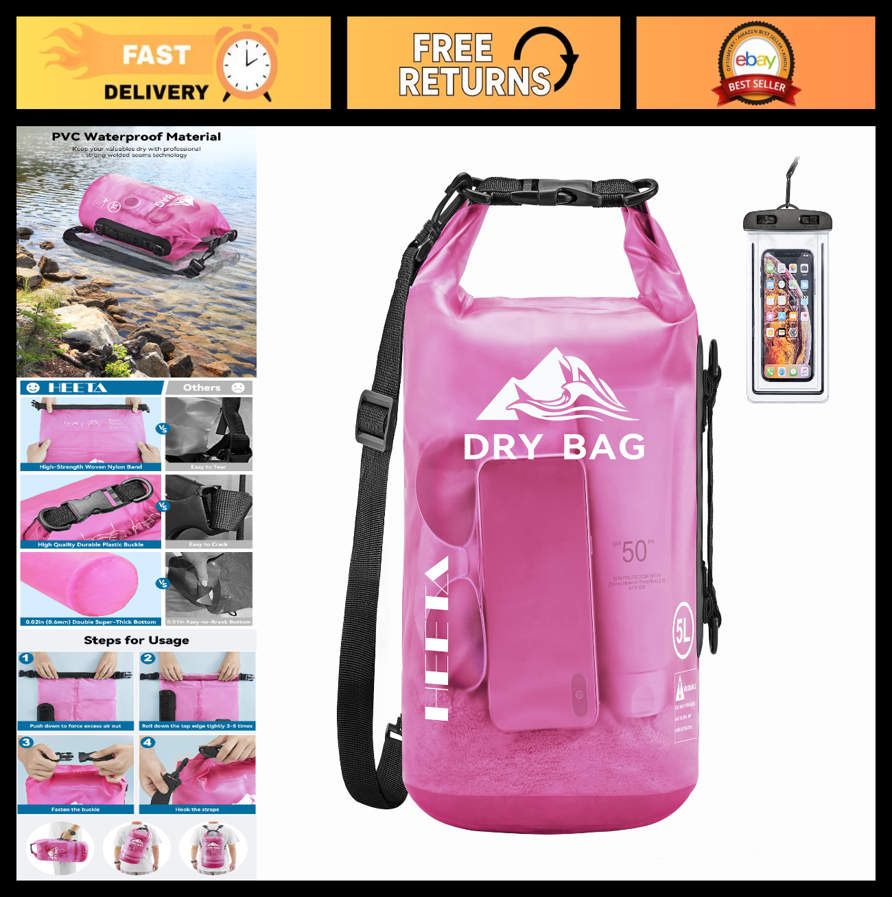 Waterproof Dry Bag for Travel, Kayaking, Boating - 5L/10L/20L/30L/40L Lightweigh0
