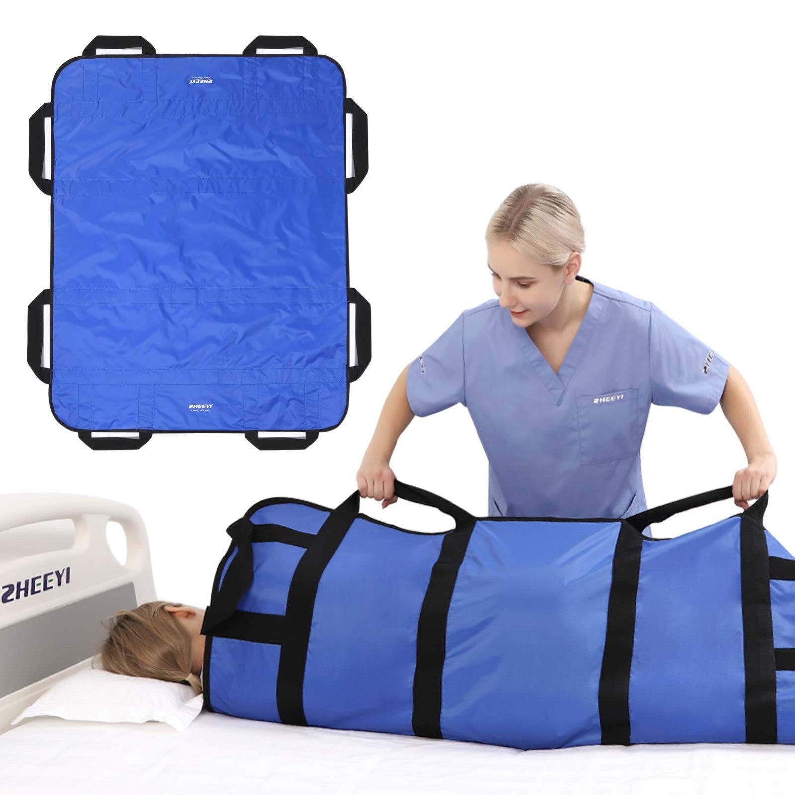 Multipurpose 48"x40" Bed Pad with Handles   Washable Transfer Sheet for Lifting1