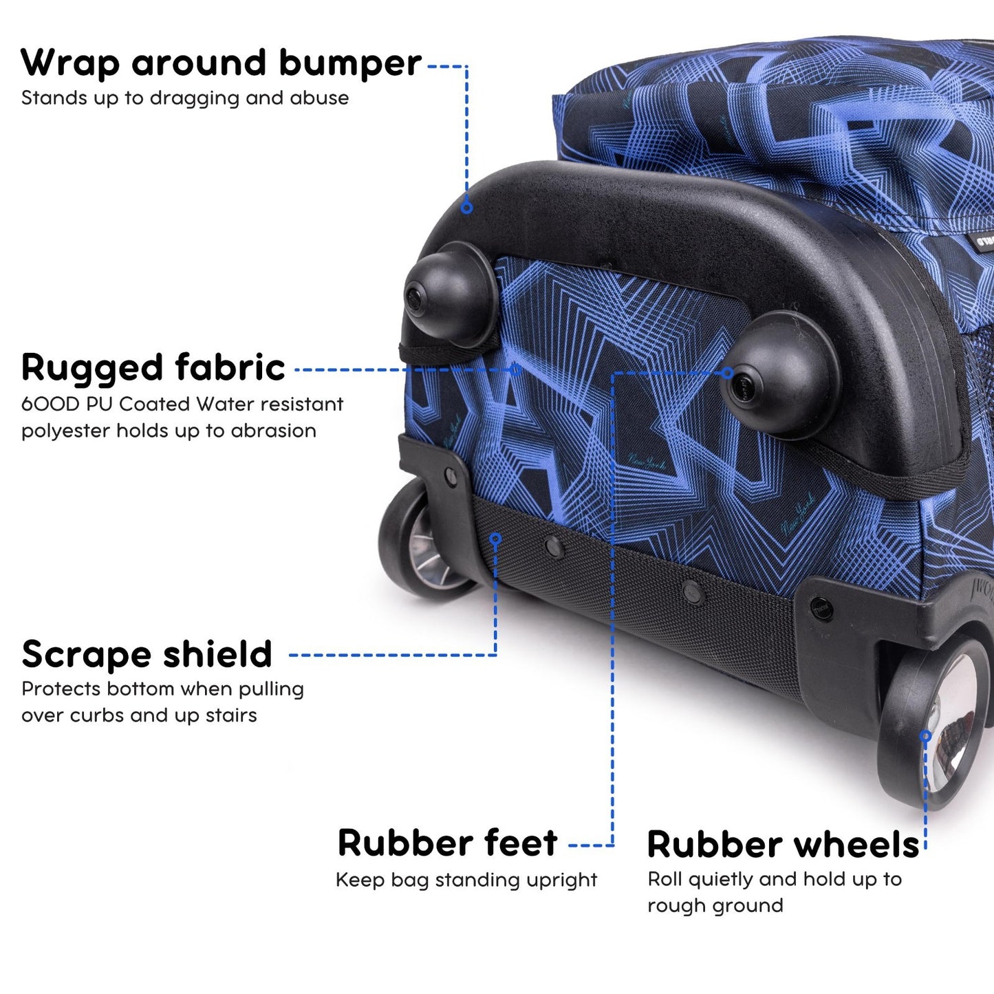 Kids Rolling Backpack with Wheels, School Roller Bookbag for Girls & Boys, 18" x4