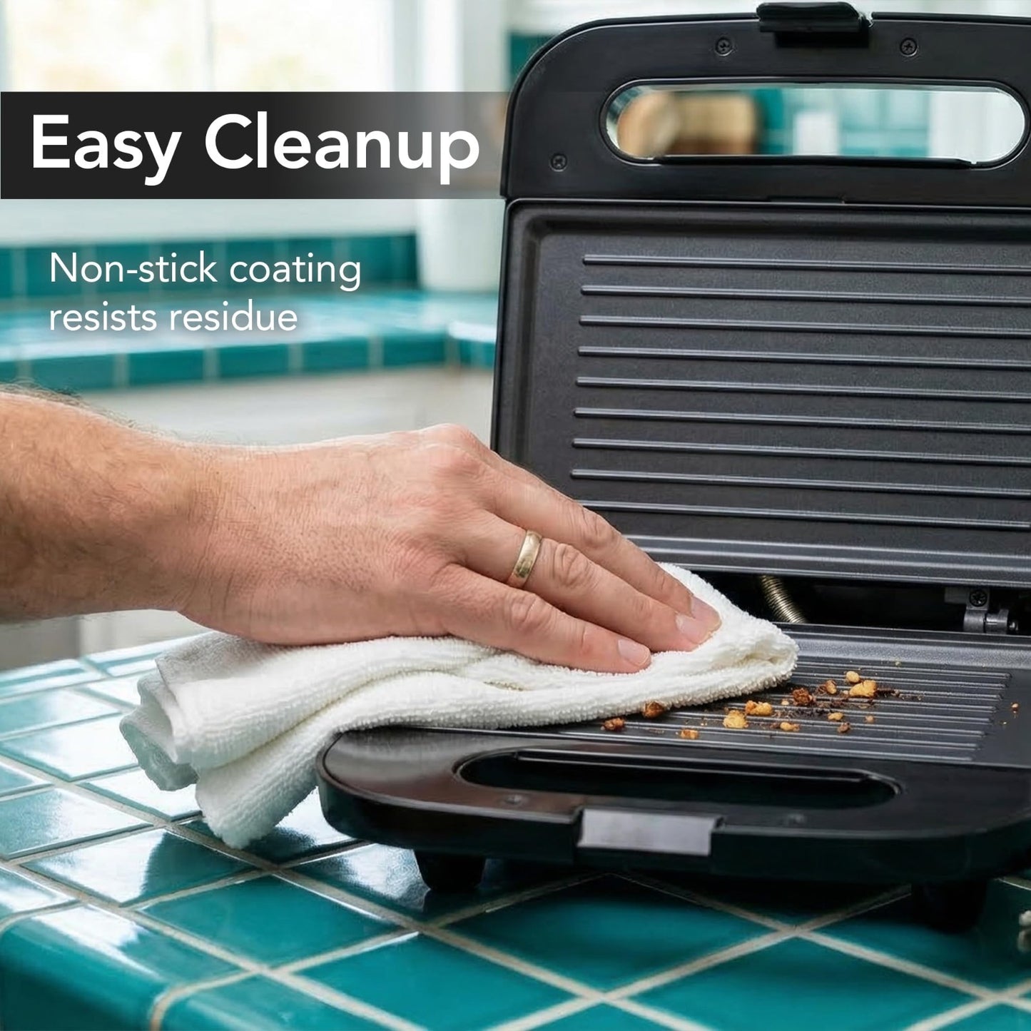 Compact Electric Panini Press Grill - Nonstick Plates, Thermostat Control, LED I6