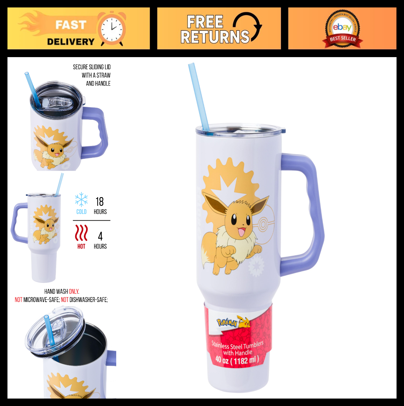 Optimized eBay Title:  "40oz Stainless Steel Tumbler with Handle   Double Walle0
