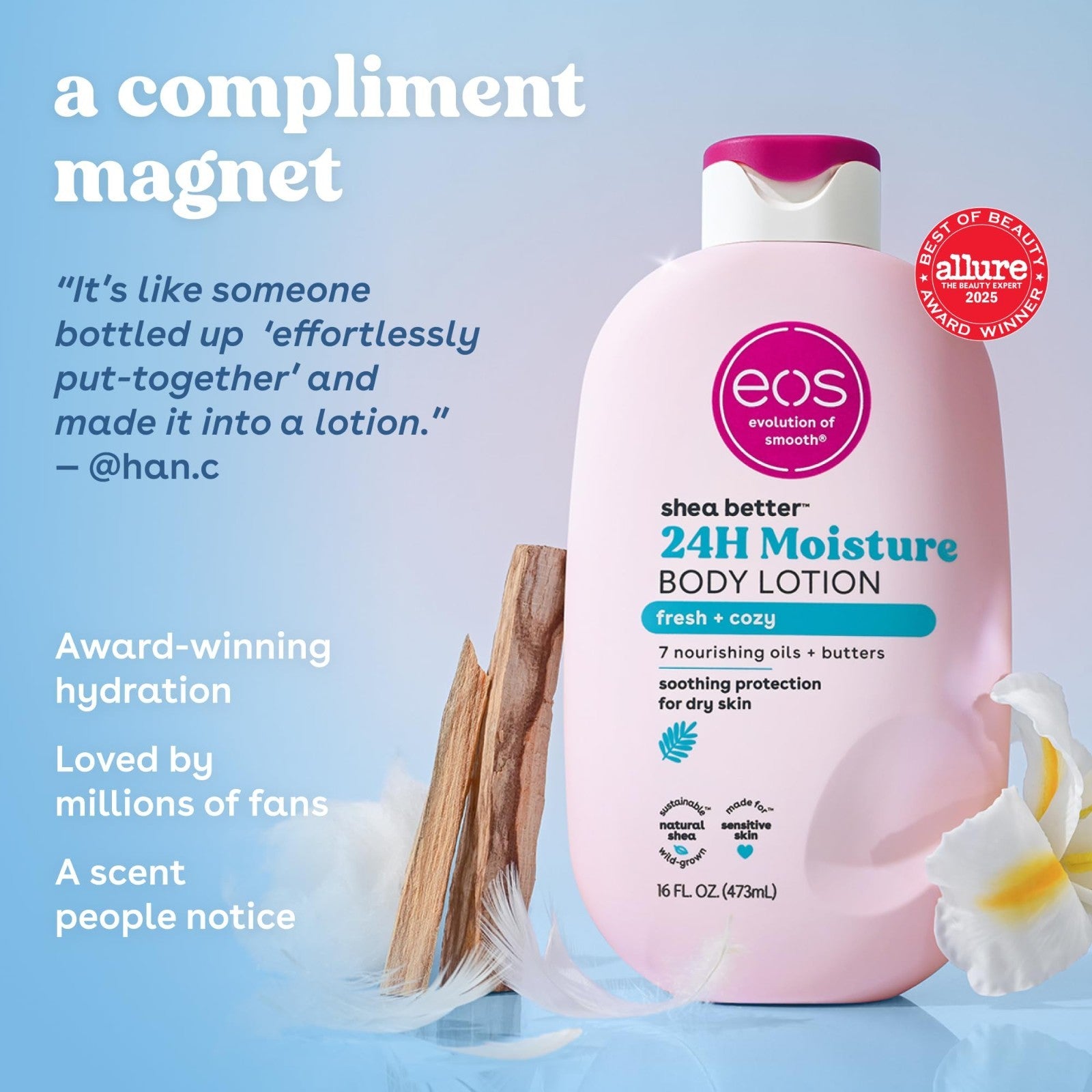 Natural Shea Body Lotion   Fresh & Cozy Scent, Moisturizing, 16 fl oz3