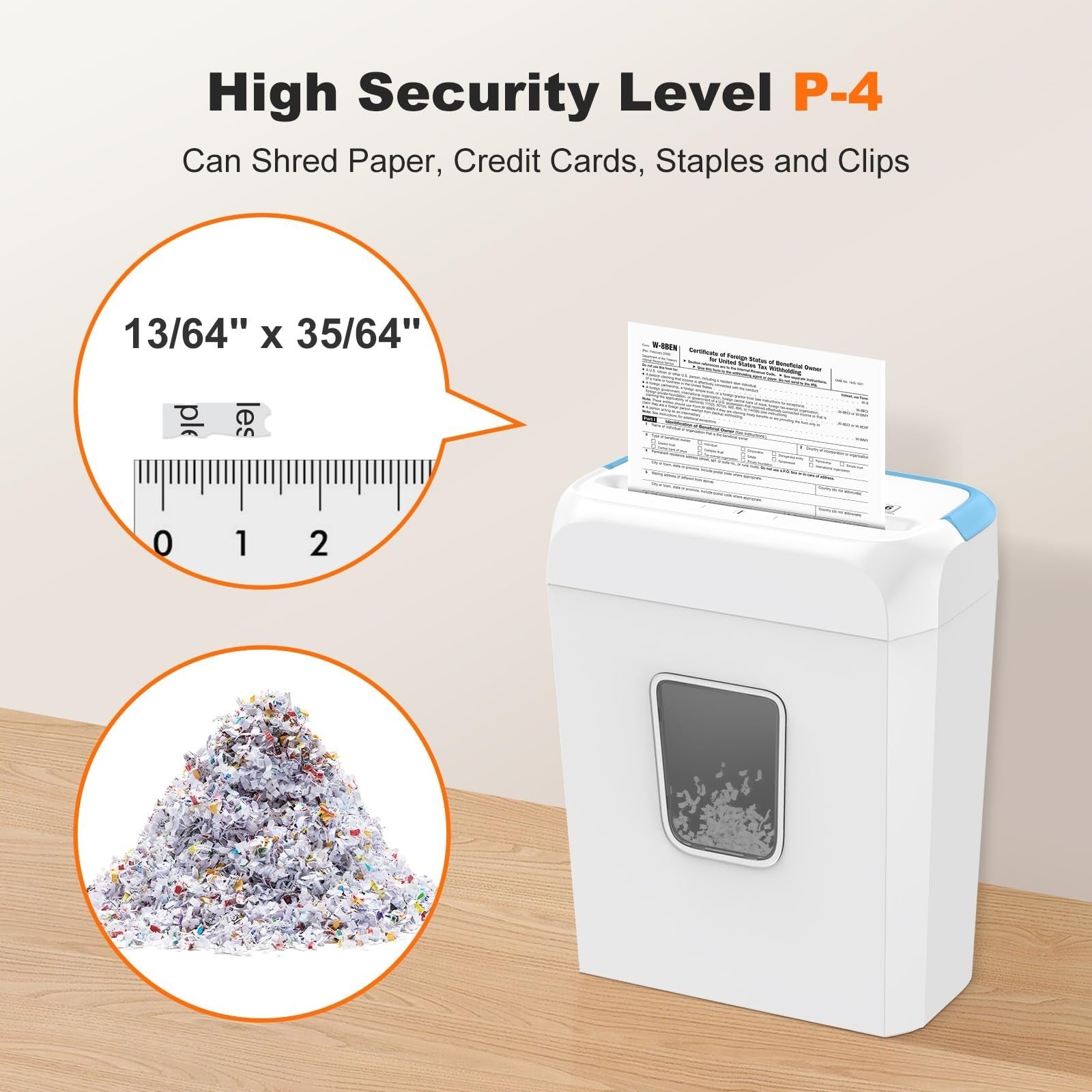 6 Sheet Cross Cut Paper Shredder for Home Office, P 4 Security, Shreds Credit Ca2