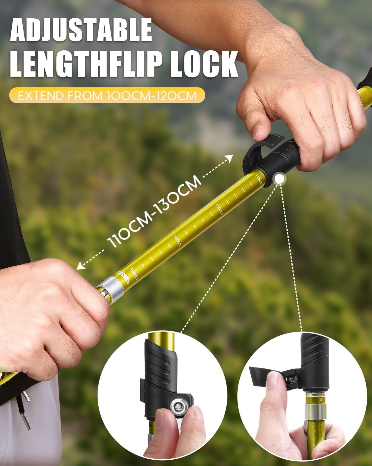 Collapsible Trekking Poles - Lightweight Aluminum Walking Sticks for Hiking, Cam4