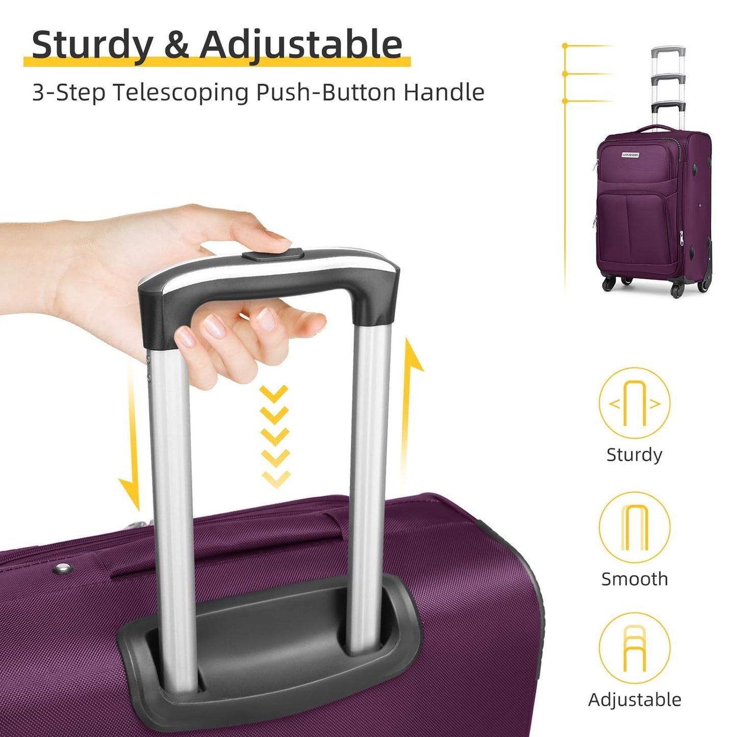 5-Piece Softside Luggage Set - Expandable Suitcases, Lightweight, 360° Wheels, T5