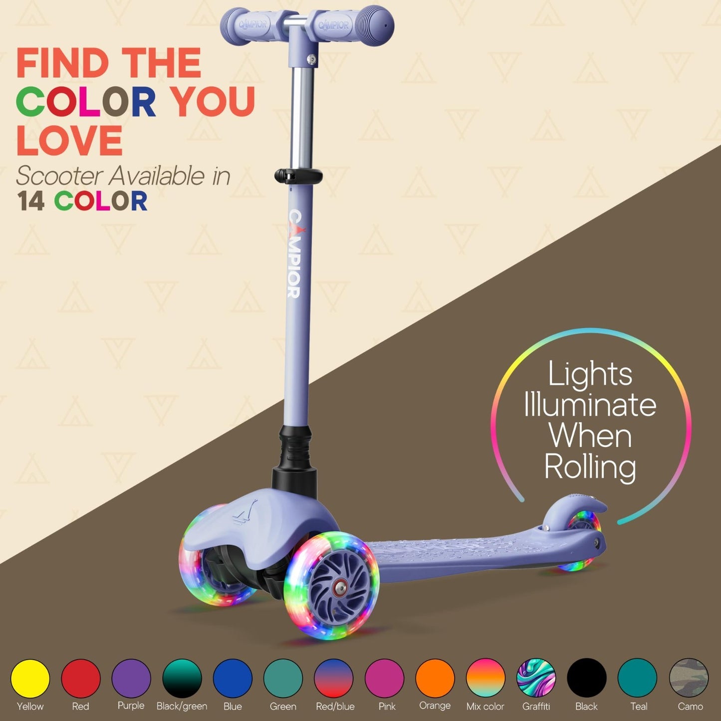 Mini 3-Wheel Kick Scooter for Kids - Lean-to-Steer, LED Wheels, Adjustable Handl7