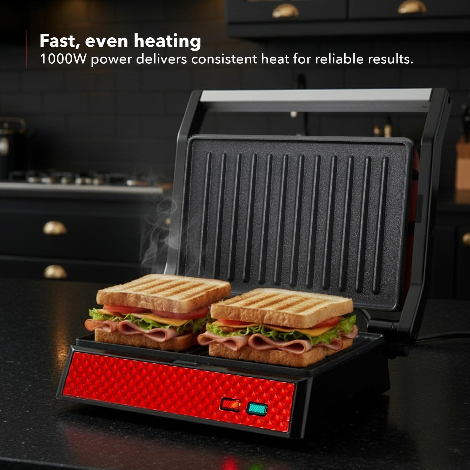Electric Indoor Panini Press Grill & Sandwich Maker - Non-Stick Plates, 180° Ope3