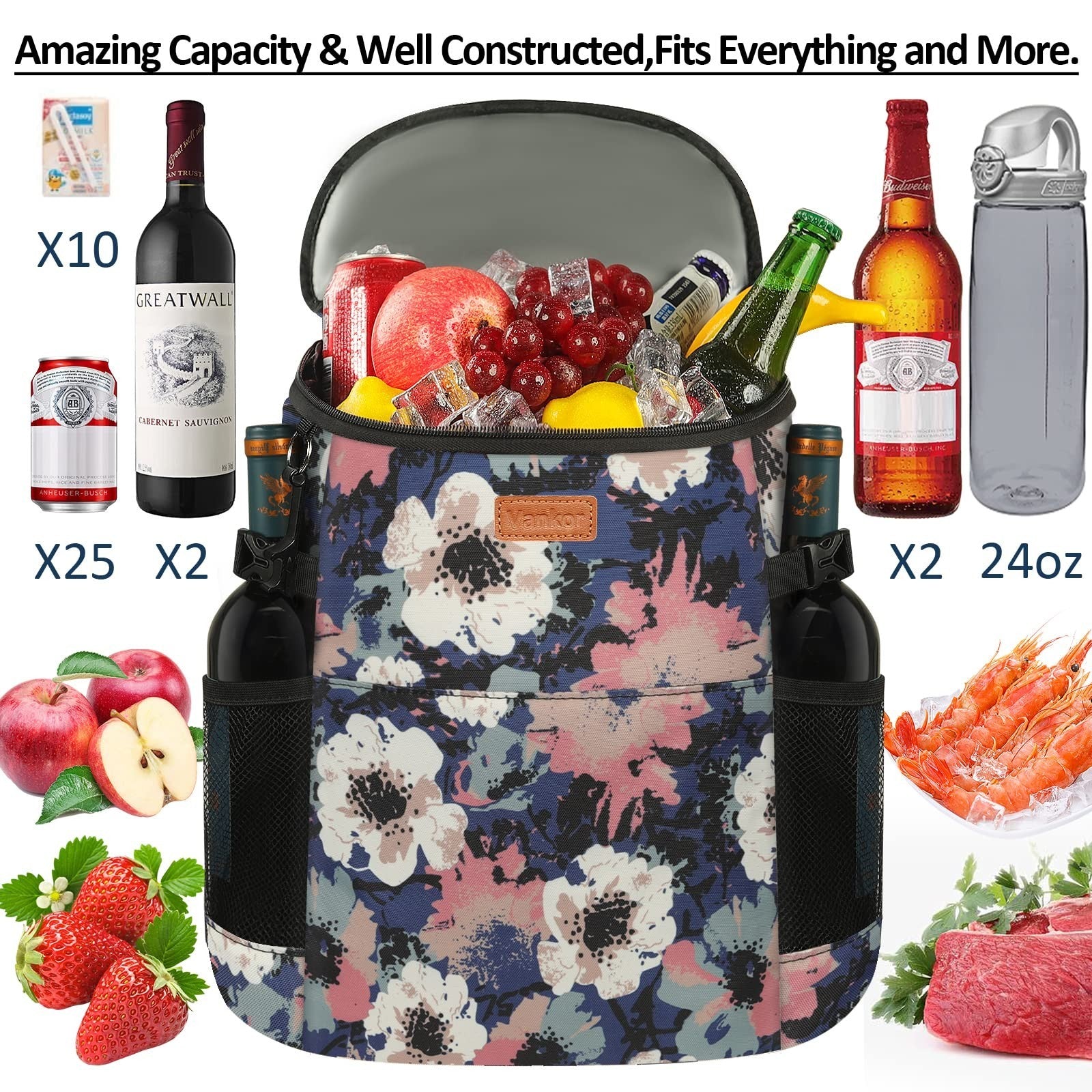 Insulated Camping Cooler Backpack - Holds 30-45 Cans, Waterproof, Leak Proof, Th4