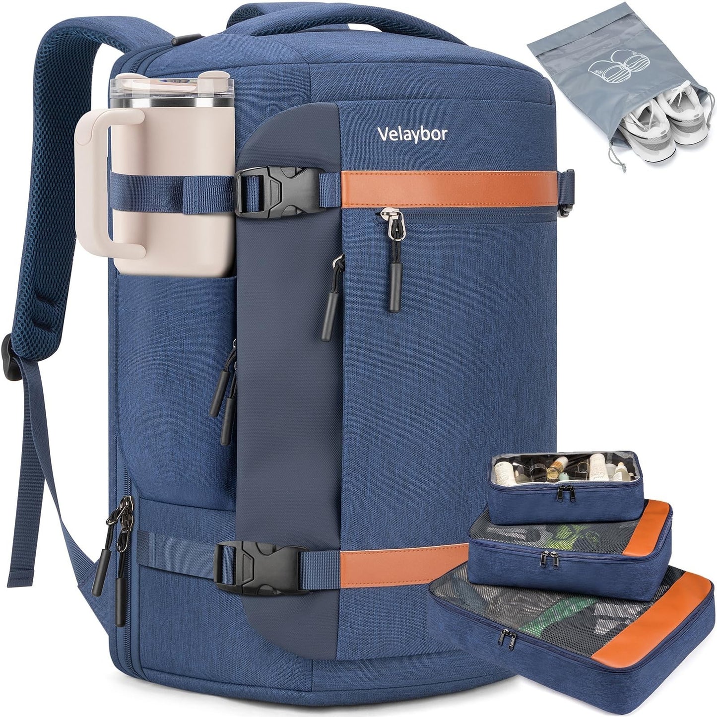 42L Travel Backpack with 4 Packing Cubes, TSA Friendly Carry On, Lightweight & D1