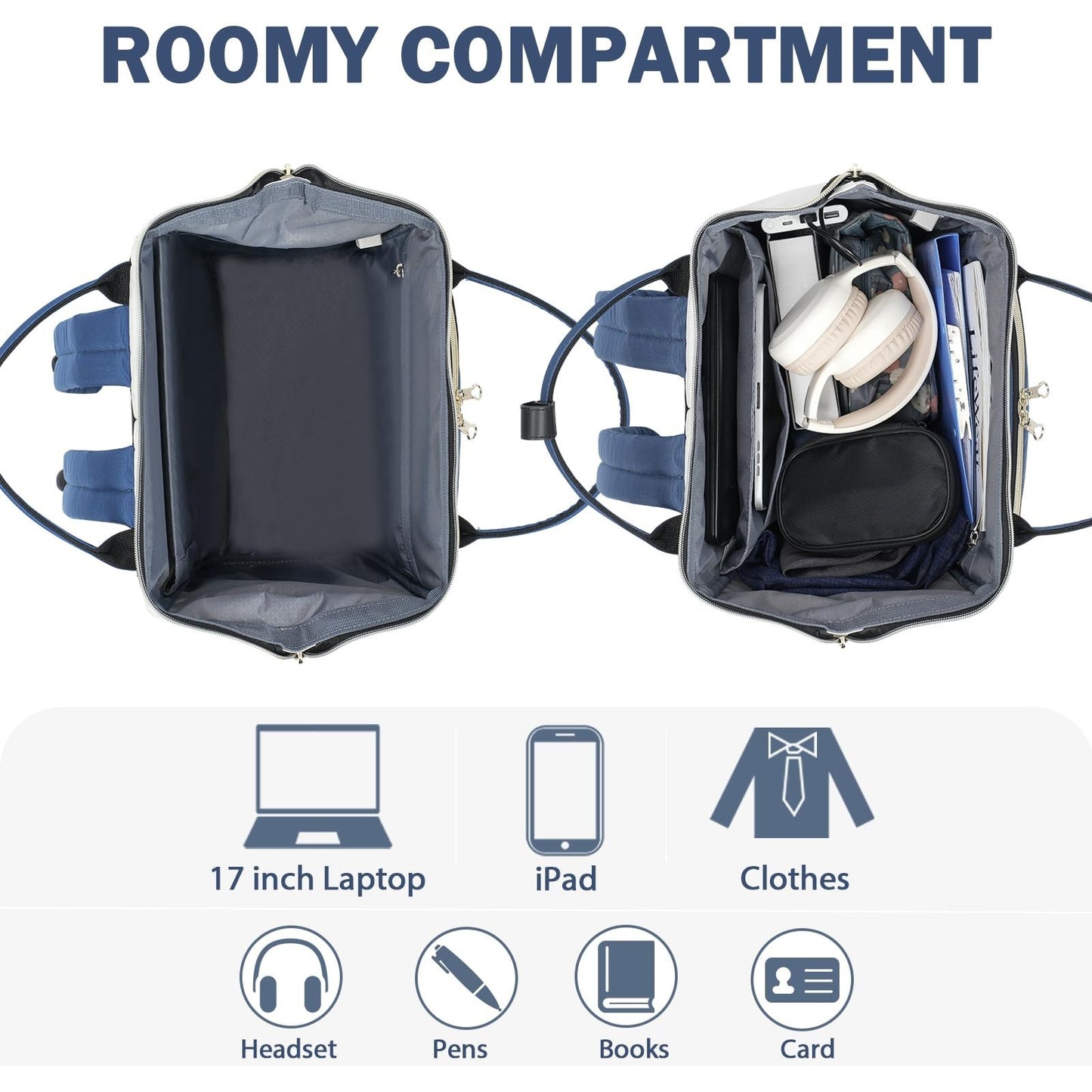 Stylish 17" Water-Repellent Laptop Backpack for College, Travel & Work - Beige/B5