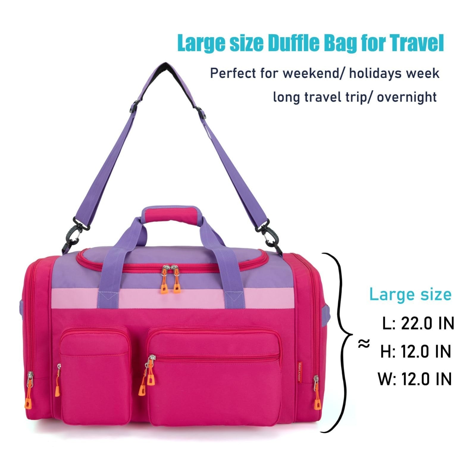 Large Kids Travel Duffle Bag - Roomy 22" x 12" x 12", Durable Polyester, Overnig4