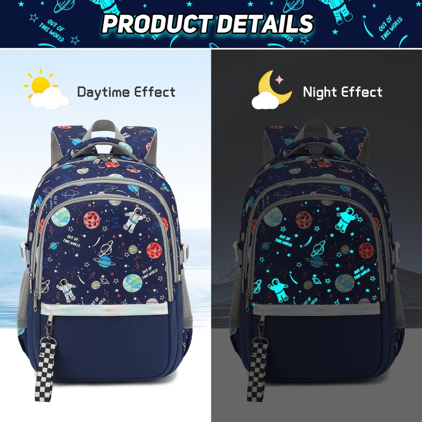 Luminous Boys Backpack Set   3PCS with Lunch Box & Pencil Case, School Gear2