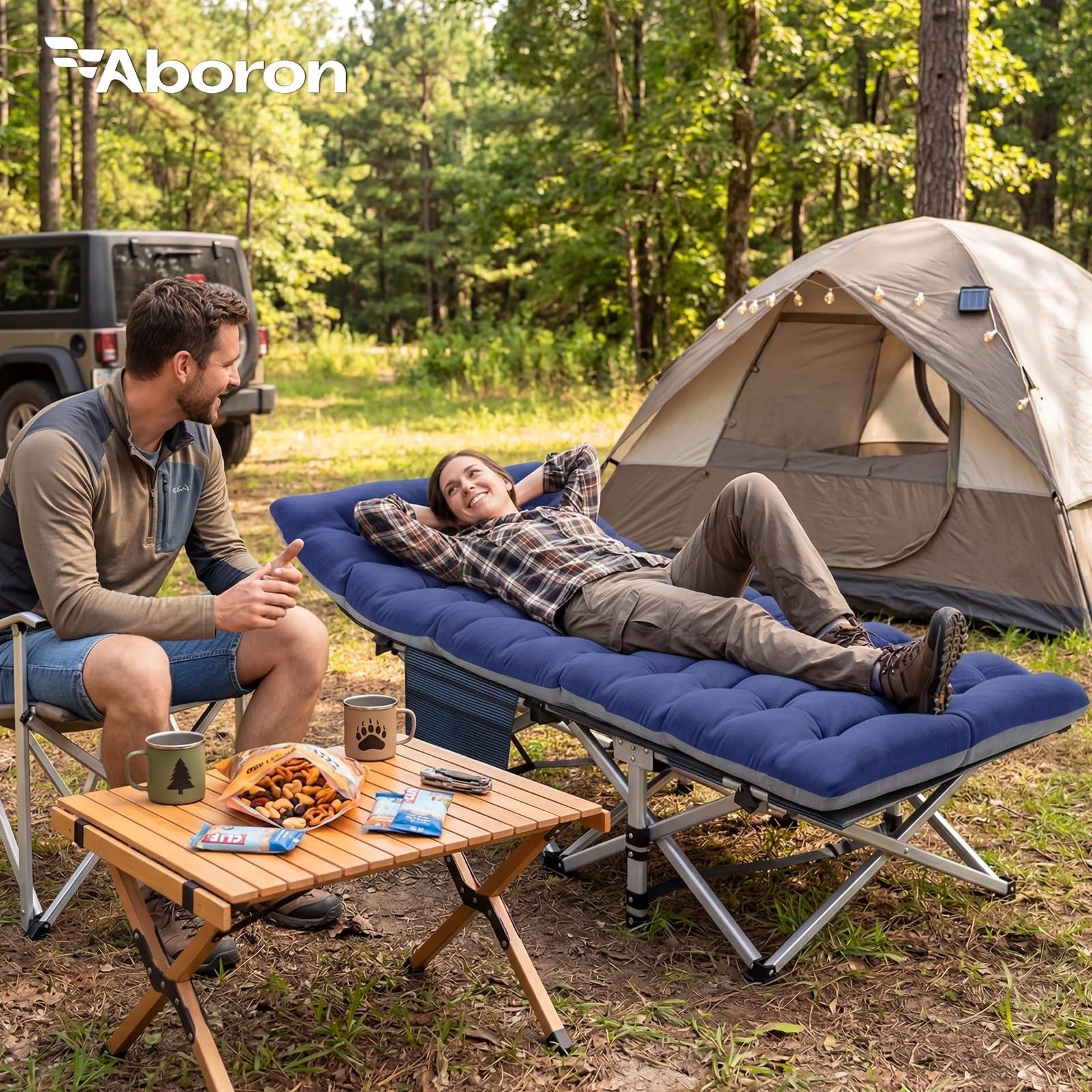 Folding Camping Cot for Adults, 28" Wide Heavy Duty Bed, 800 lbs Capacity, Mattr2
