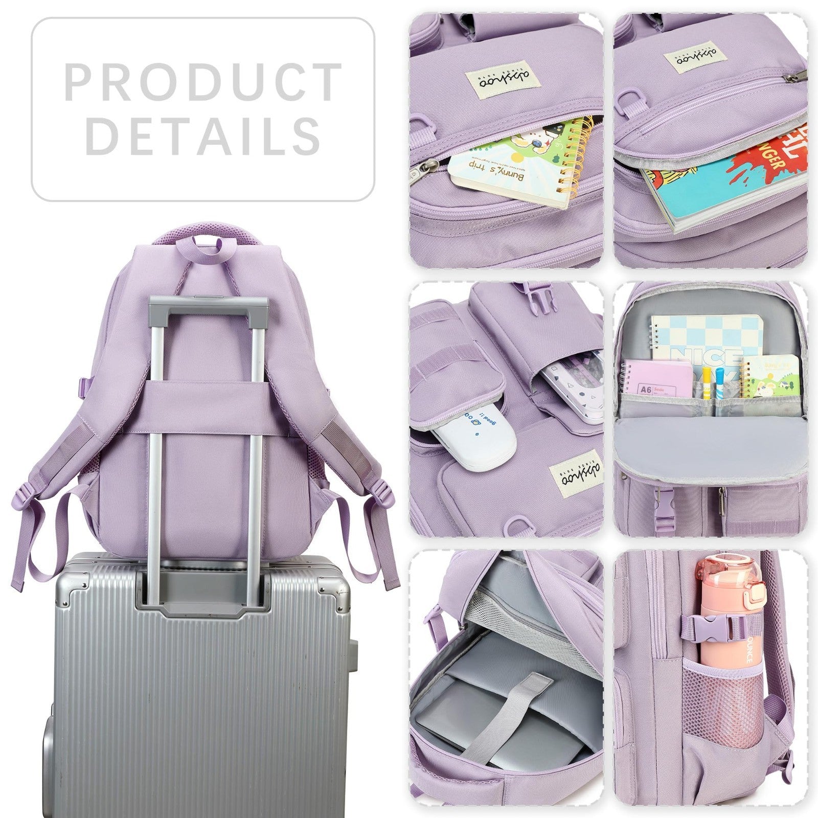 Large Heavy Duty Backpack for School, College, Travel   Multi Pocket Bookbag3