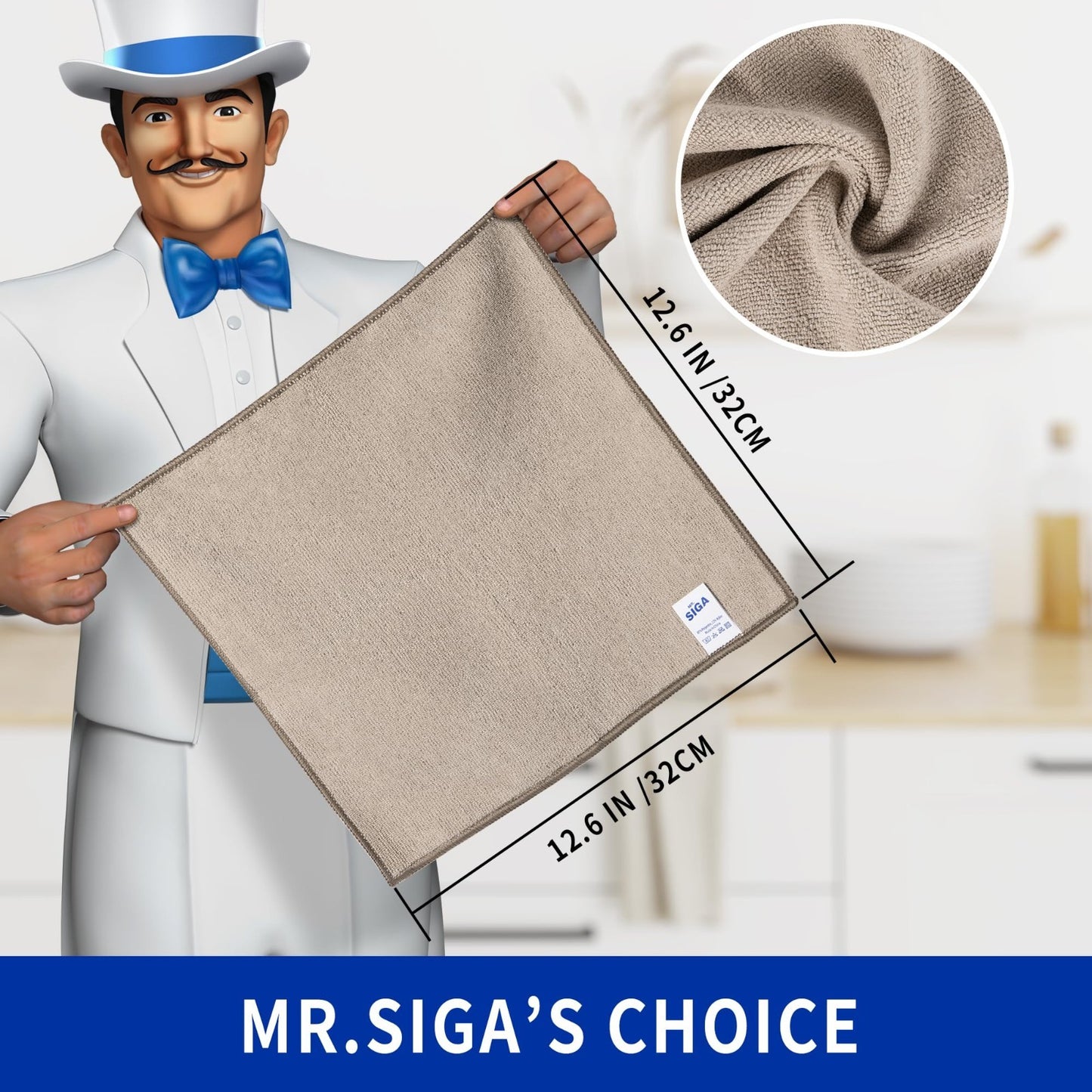 12 Pack Streak-Free Microfiber Cleaning Cloths - Ultra-Absorbent Towels for Home2