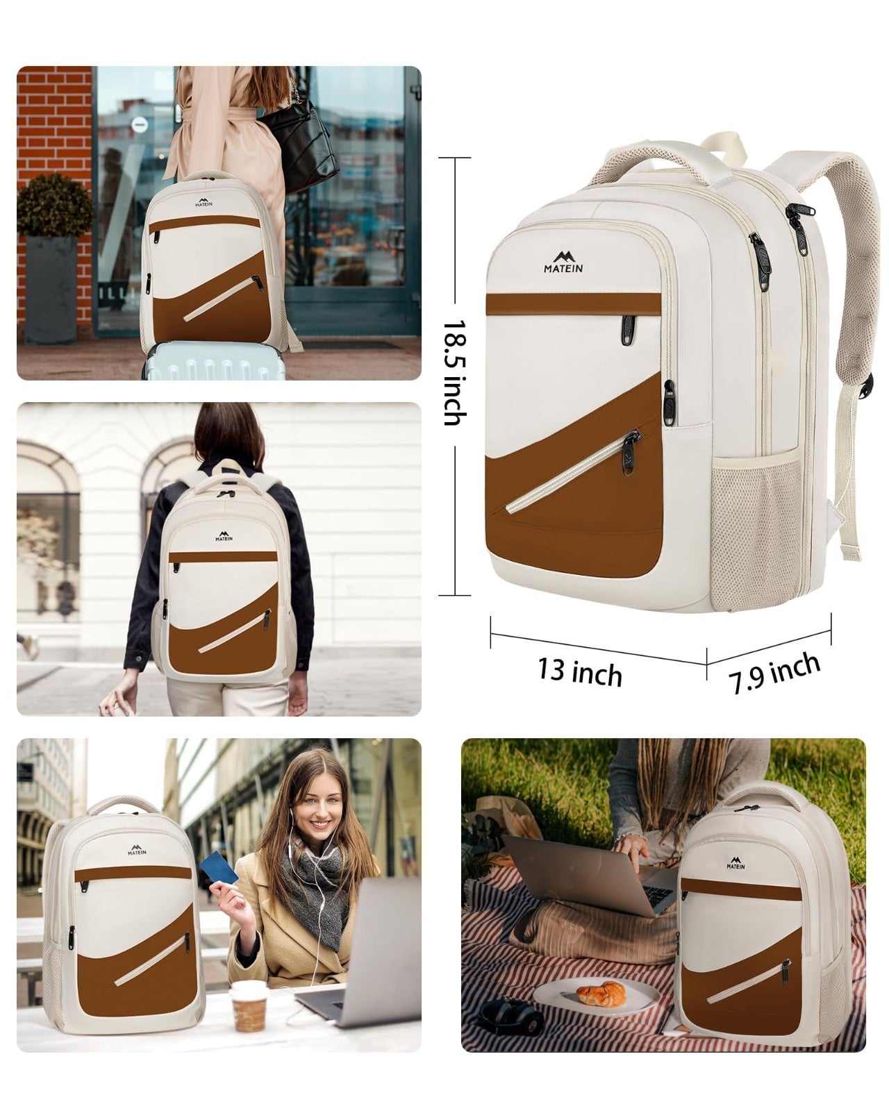 Water Resistant 17.3" Laptop Backpack for Women, Stylish Business Work Bag6