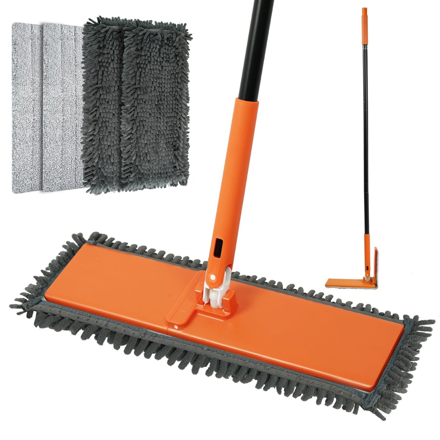 Dust Mop for Hardwood Floors - 90° Foldable Panel, 4 Pads, Wet/Dry Cleaning Tool1